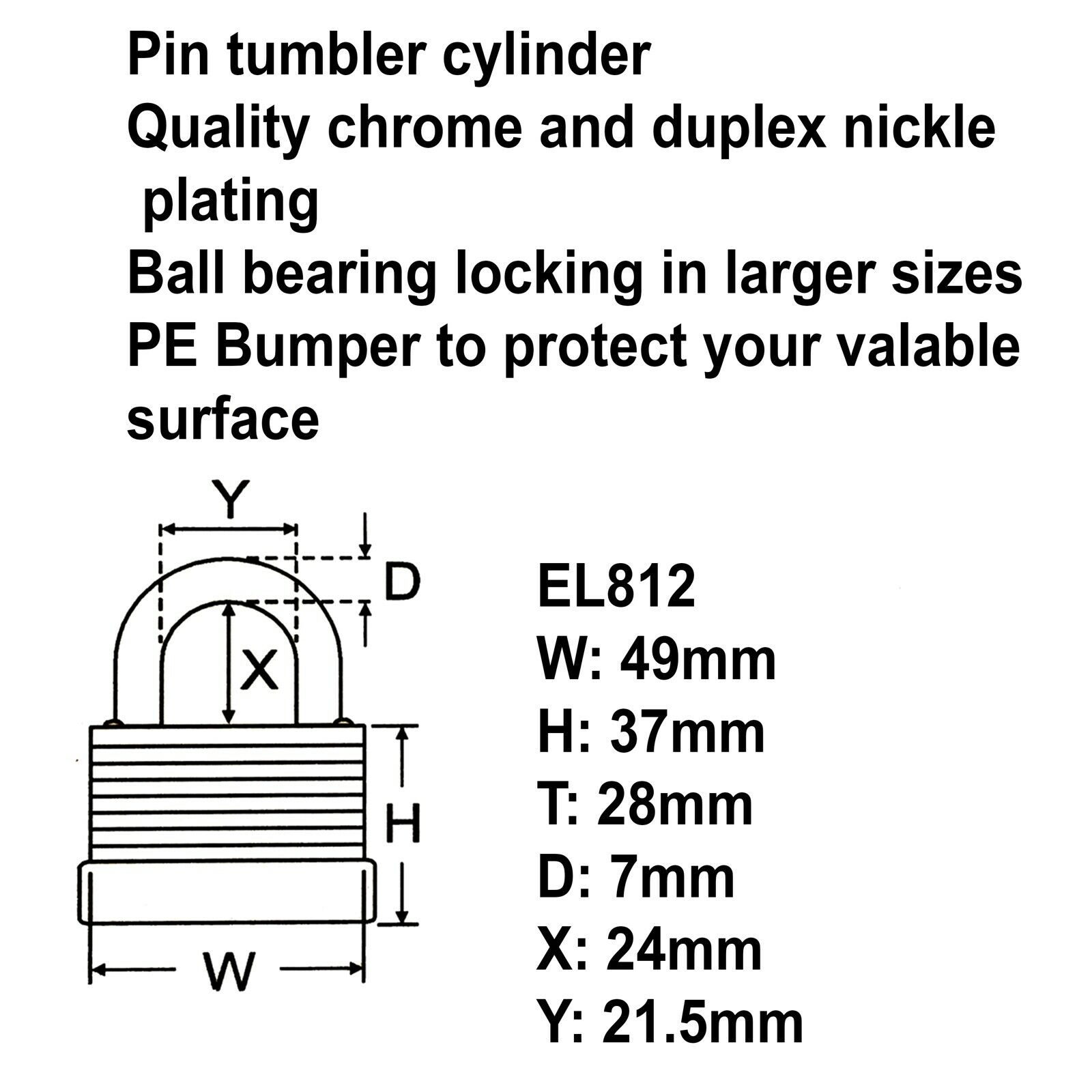 Federal High Security Weather Resistant Waterproof Shed Steel Padlock EL812 - Image 3