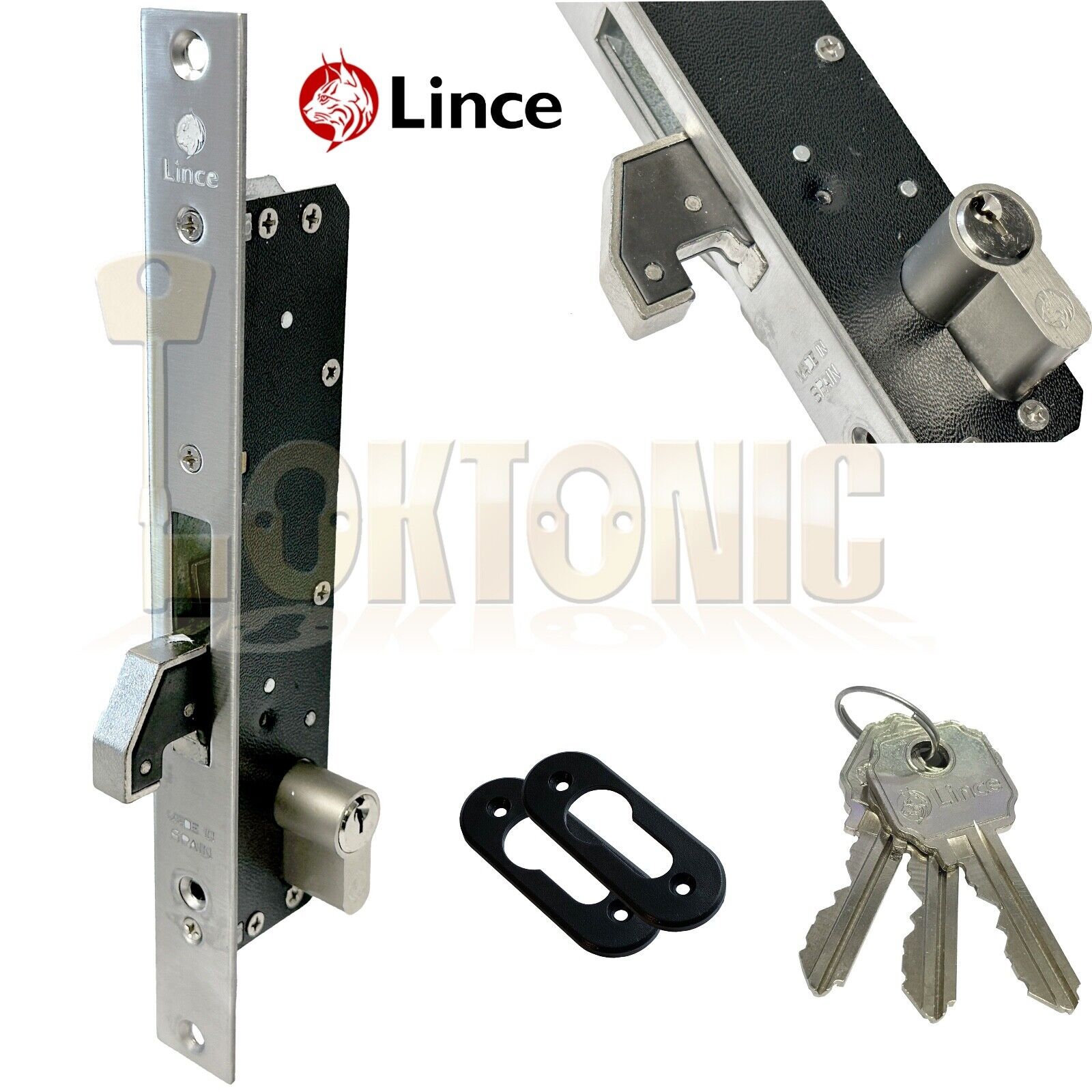 Lince 5572 Narrow Stile Heavy Duty Mortice Euro Hook lock Van Shed Gate Garage