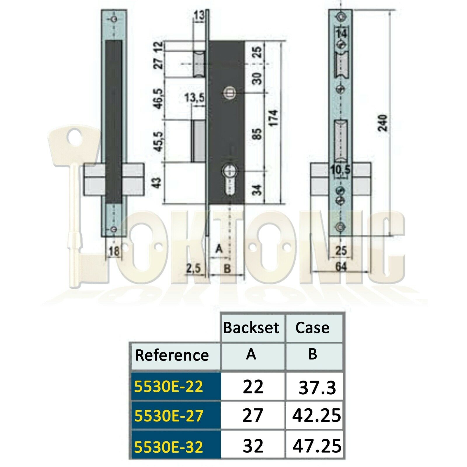 Lince Narrow Stile Van Shed Gate Garage Mortice Euro Sash lock case 5530 - Image 3