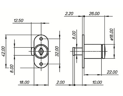 Meroni ME2665 Sliding Cabinet Plunger Door Office Furniture Locker Cupboard Lock - Image 3