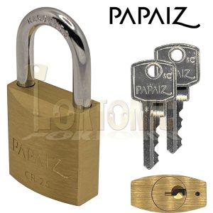PAPAIZ CR25KA Brass Padlock Shed Gate Locker Suitcase Travel Made In Brazil