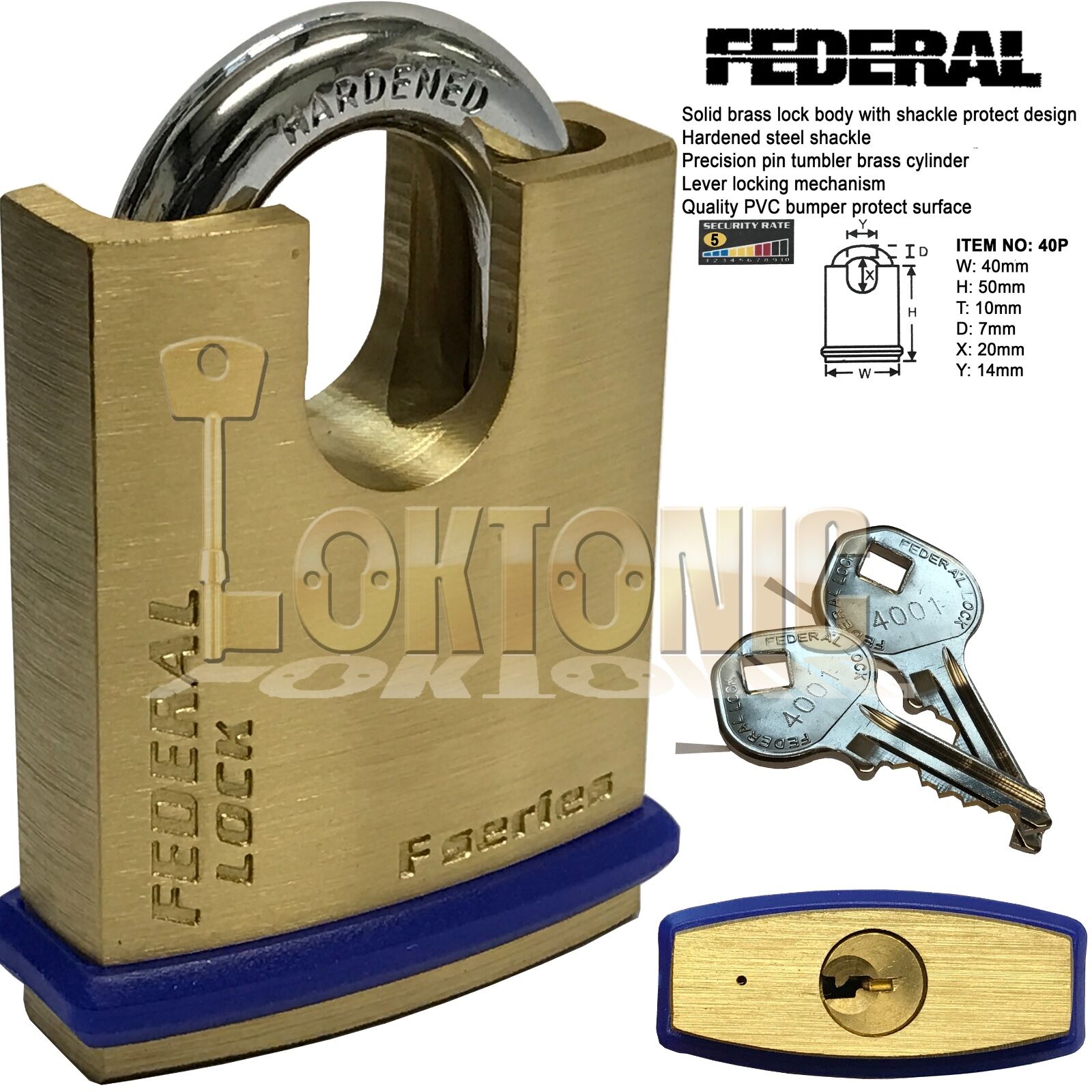Federal Super Series Solid Brass Padlocks Hardened Shackle All Sizes Available - Image 9