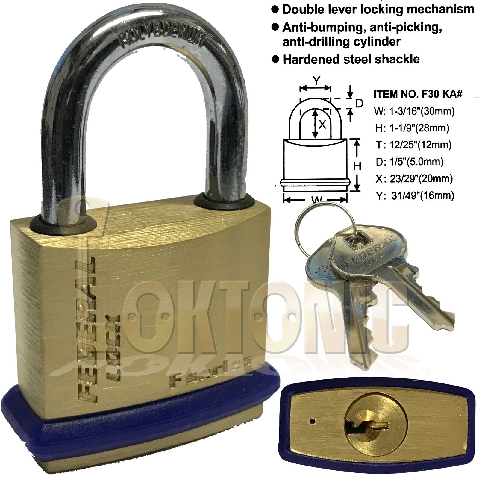 Federal Super Series Solid Brass Padlocks Hardened Shackle All Sizes Available - Image 4