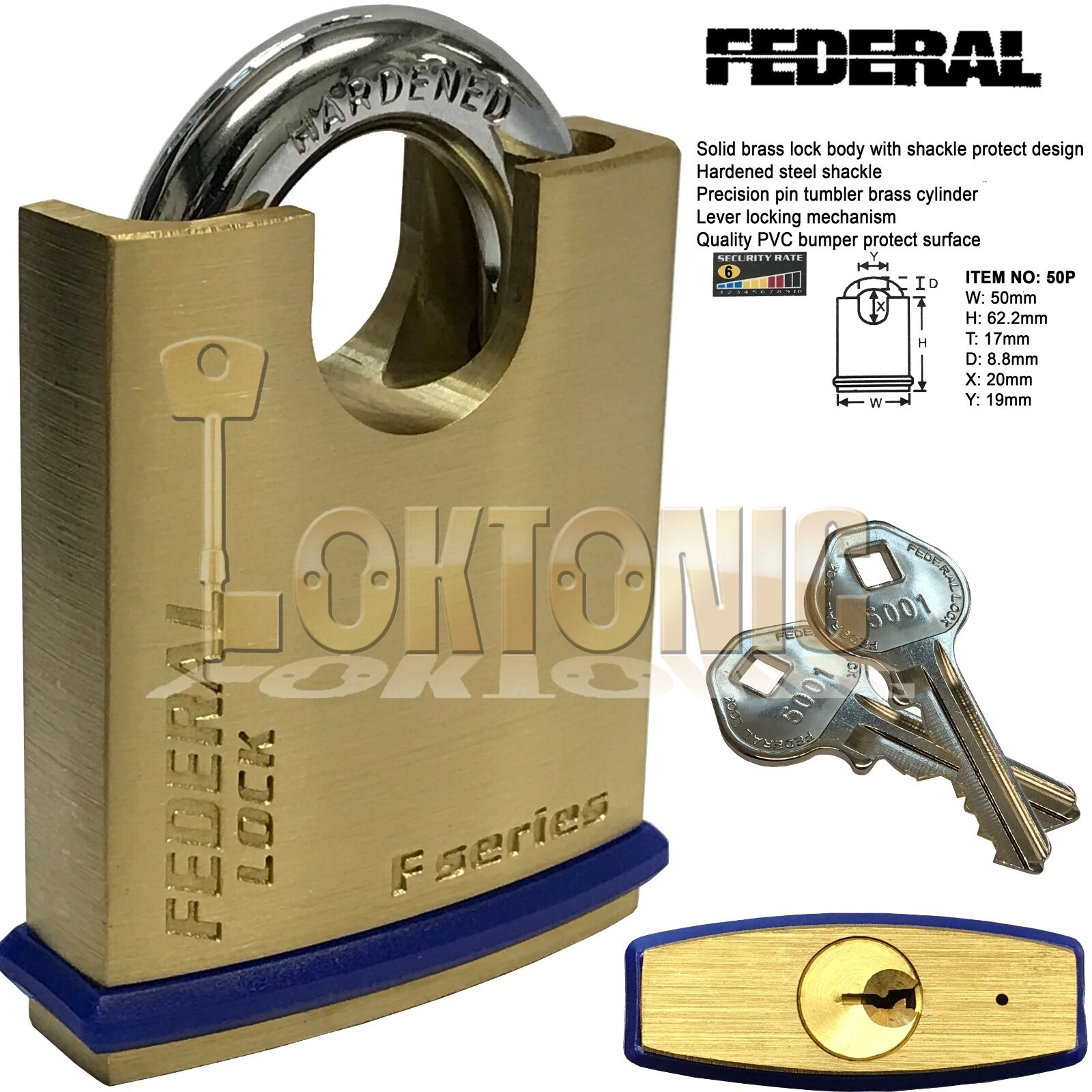 Federal Super Series Solid Brass Padlocks Hardened Shackle All Sizes Available - Image 10
