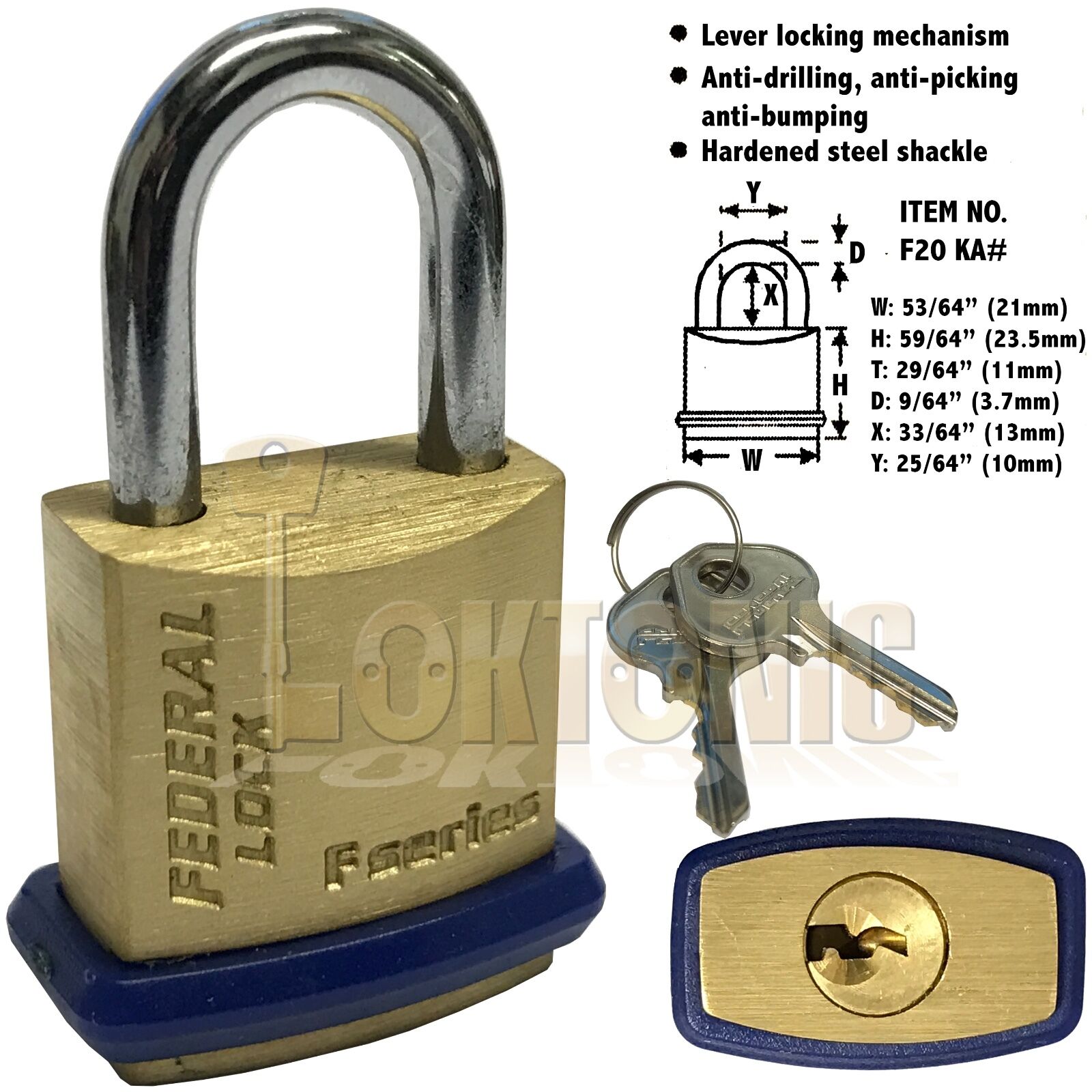 Federal Super Series Solid Brass Padlocks Hardened Shackle All Sizes Available - Image 3