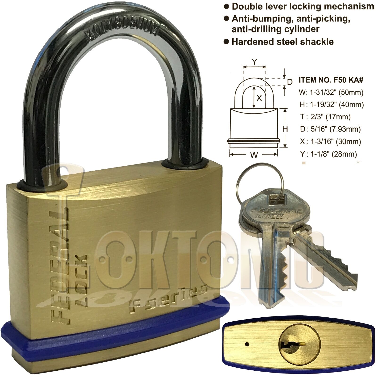 Federal Super Series Solid Brass Padlocks Hardened Shackle All Sizes Available - Image 6