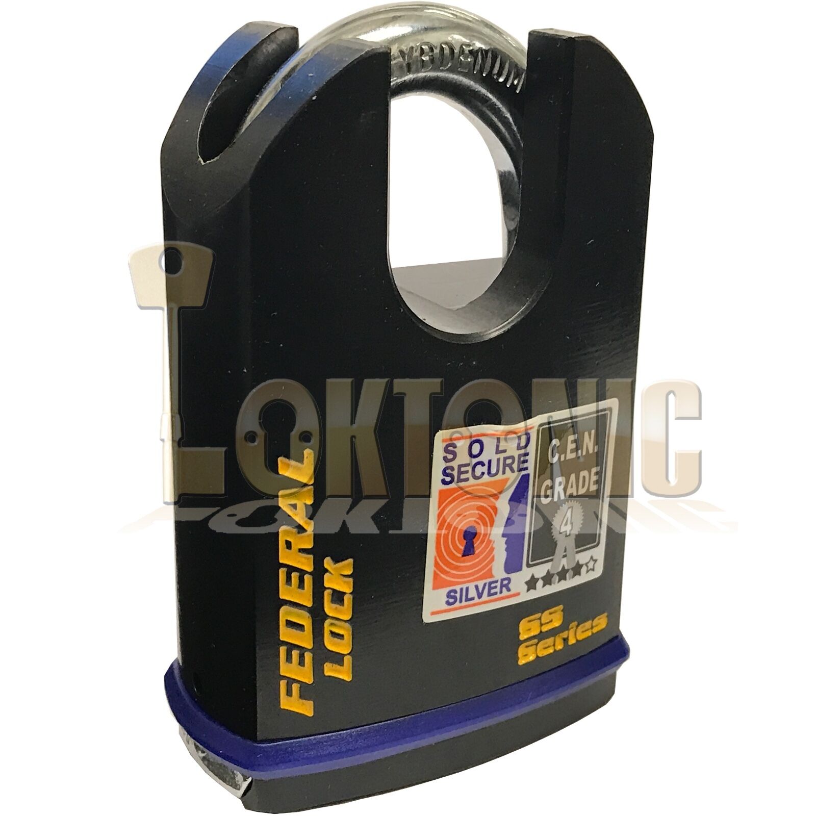 Federal 61mm Heavy Duty Shrouded Solid Steel Sold Secure Silver CEN 4 Padlock - Image 3
