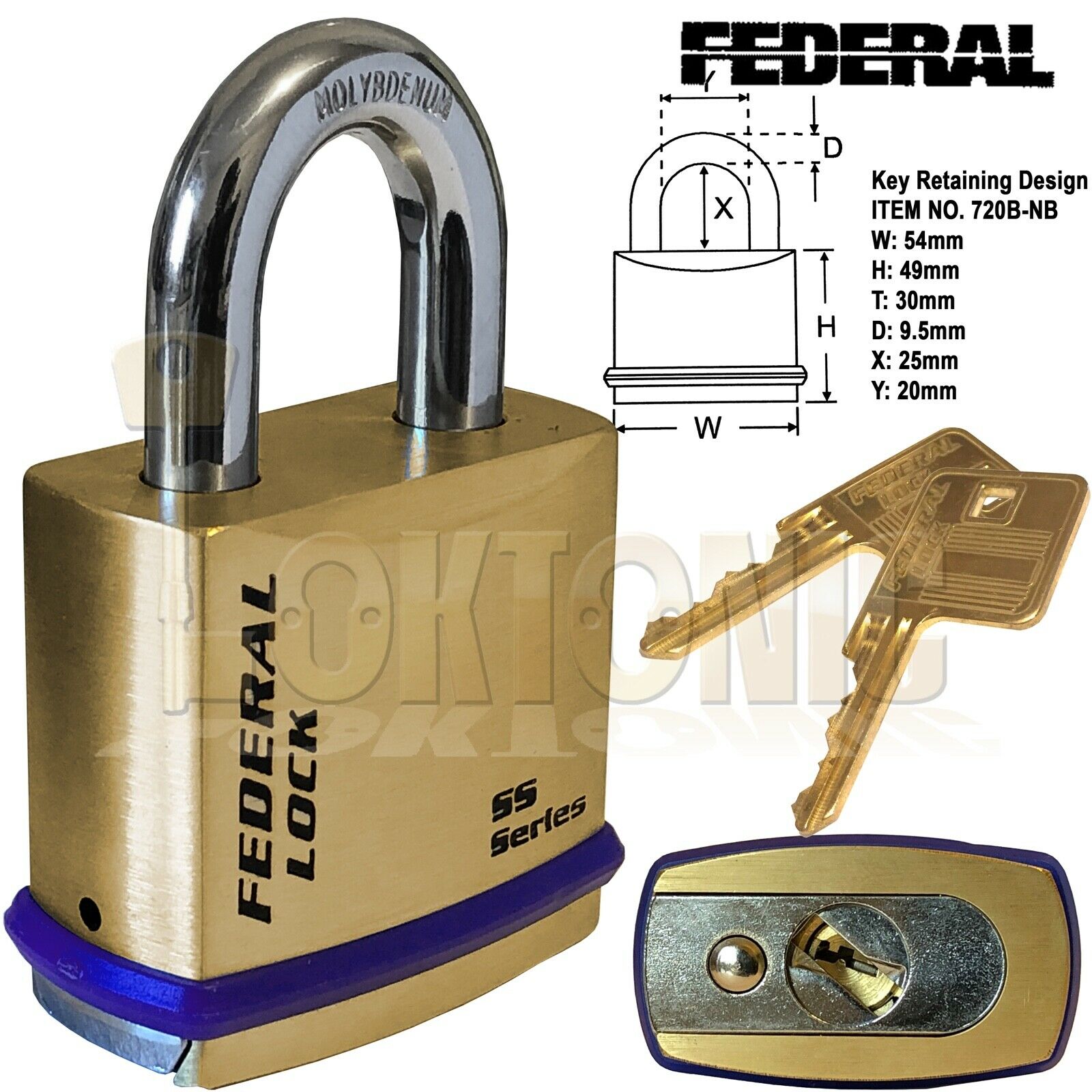 Federal FD720B Super Heavy Duty Solid Brass Padlock