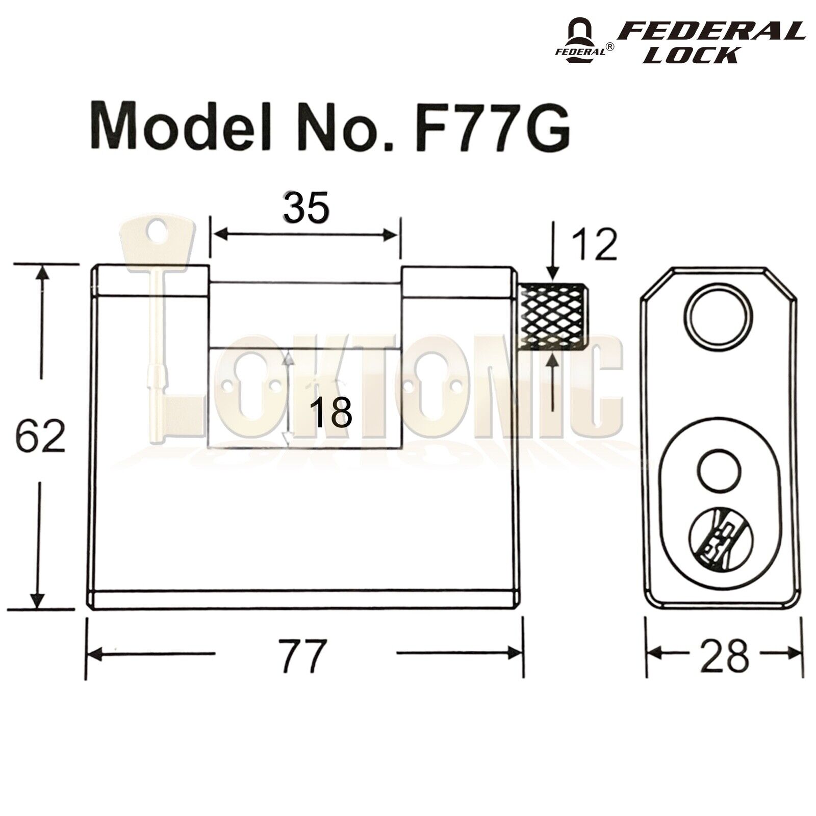 Federal FD77G Heavy Duty Rectangular Anvil Shutter Van Shed container Padlock - Image 7