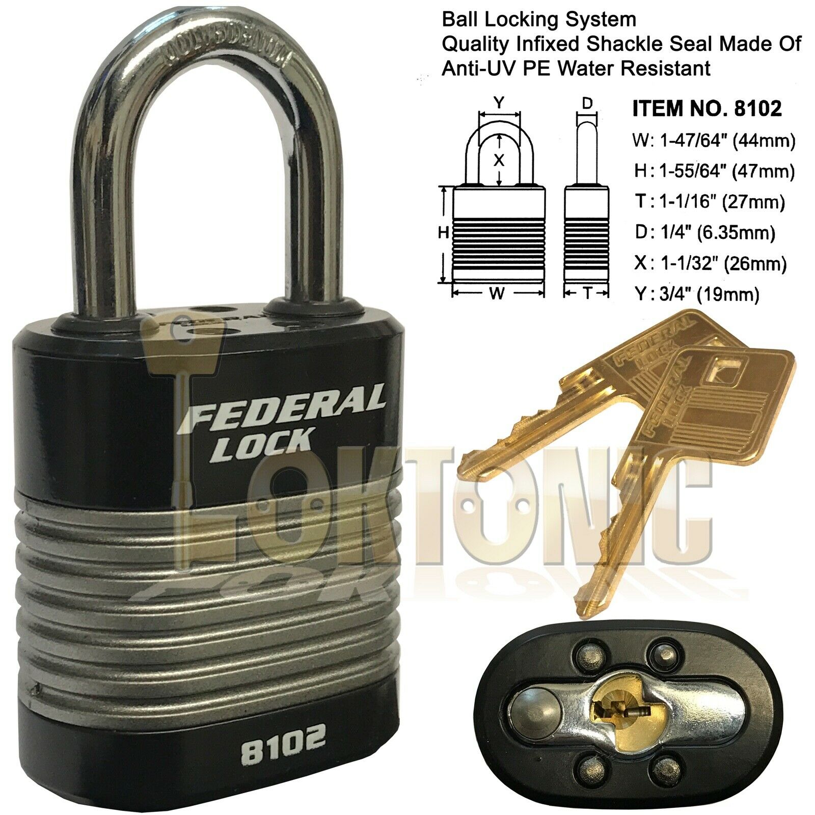 Federal FD8102 High Security 6 Pin Re-Keyable Steel Padlock Gates Shed Garage
