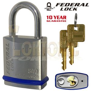 Federal FD840 Heavy Duty Solid Stainless Steel Marine Weather Resistant Padlocks