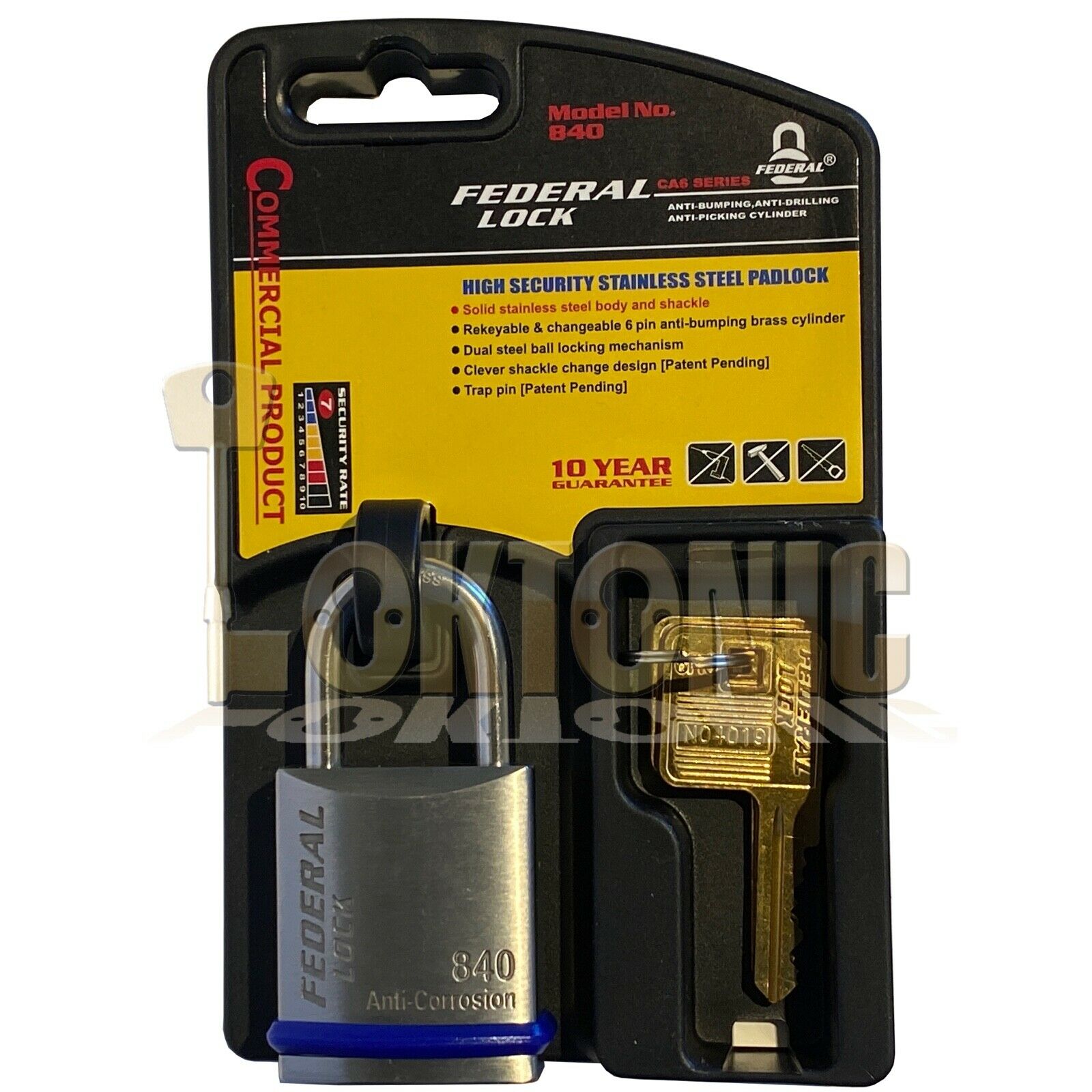 Federal FD840 Heavy Duty Solid Stainless Steel Marine Weather Resistant Padlocks - Image 5