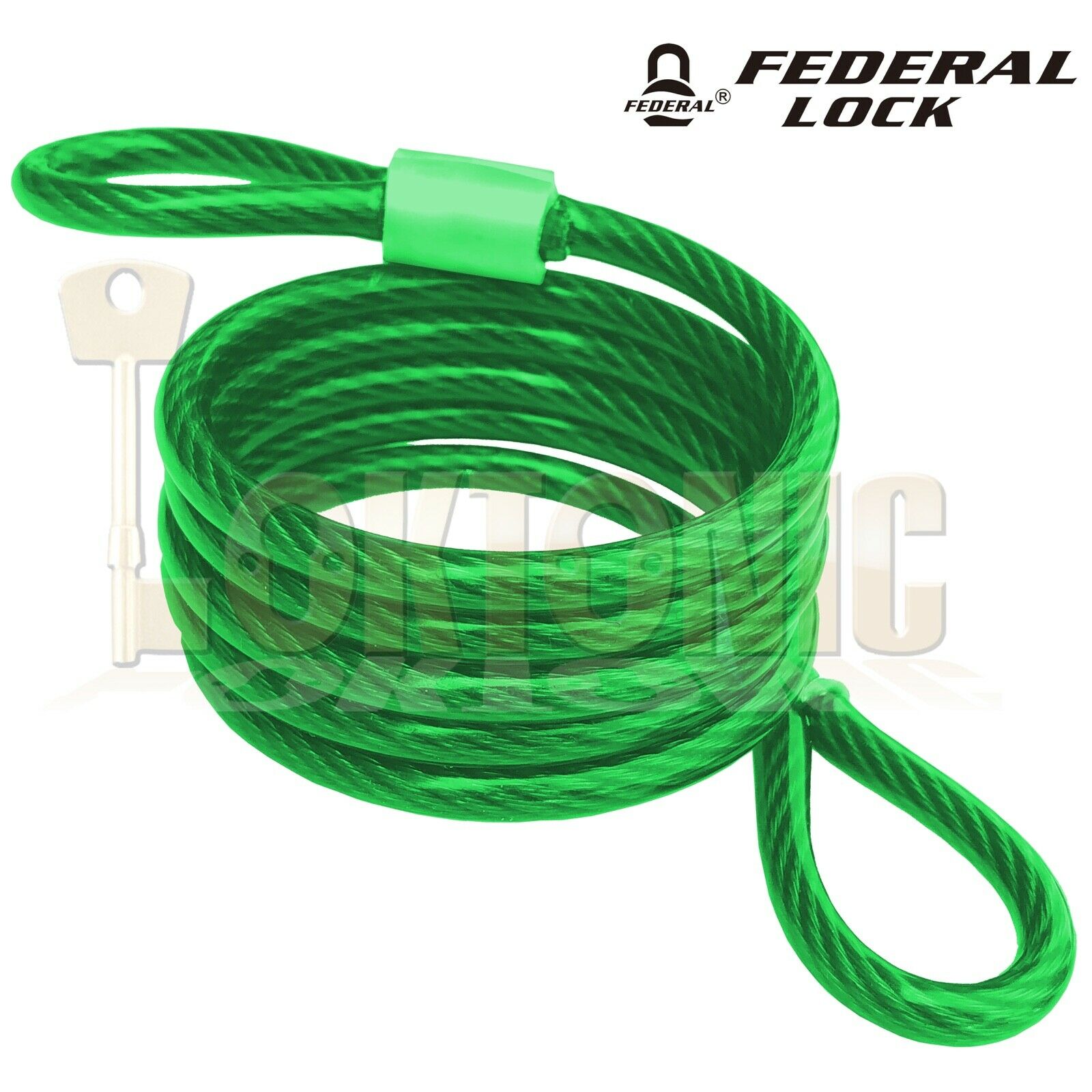 Federal Green Bike Bicycle Security 6.3mm Spiral Steel Cable Chain And Padlock - Image 7