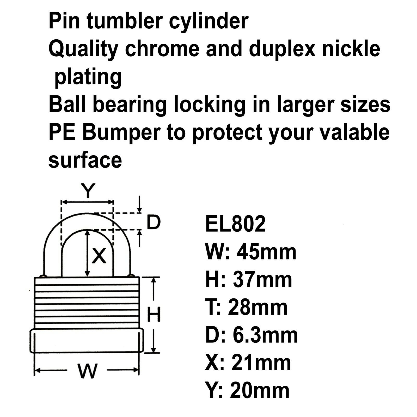 Federal High Security Weather Resistant Waterproof Shed Steel Padlock EL802 - Image 3