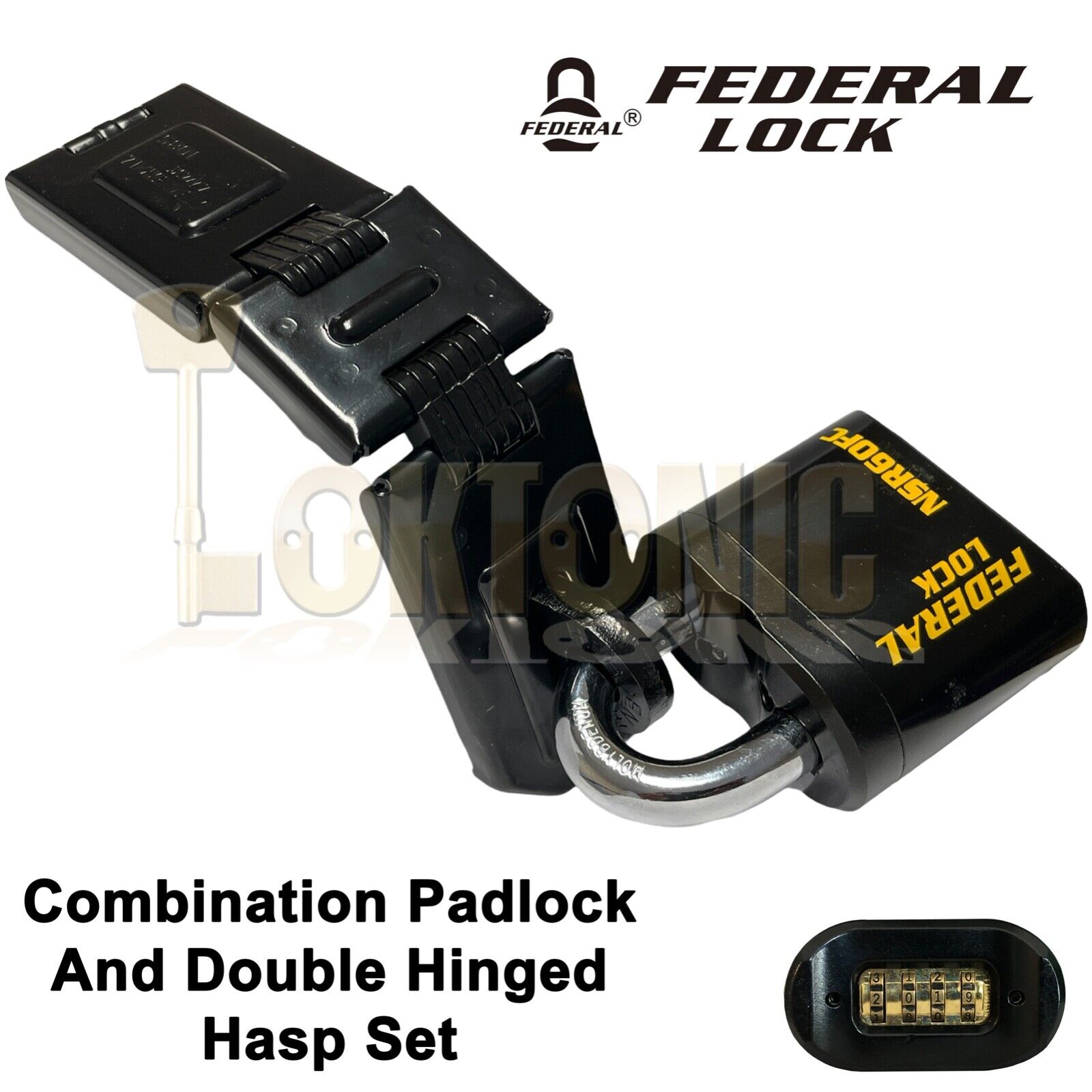 Federal NSR60 & FD1085 Heavy Duty Combination Hasp & Padlock Set SALE - Image 3