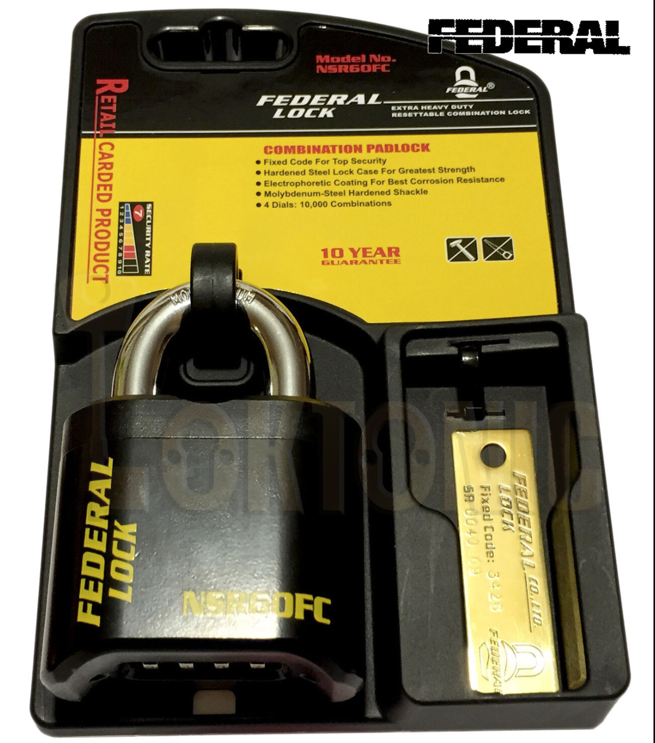 Federal NSR60 & FD1085 Heavy Duty Combination Hasp & Padlock Set SALE - Image 8
