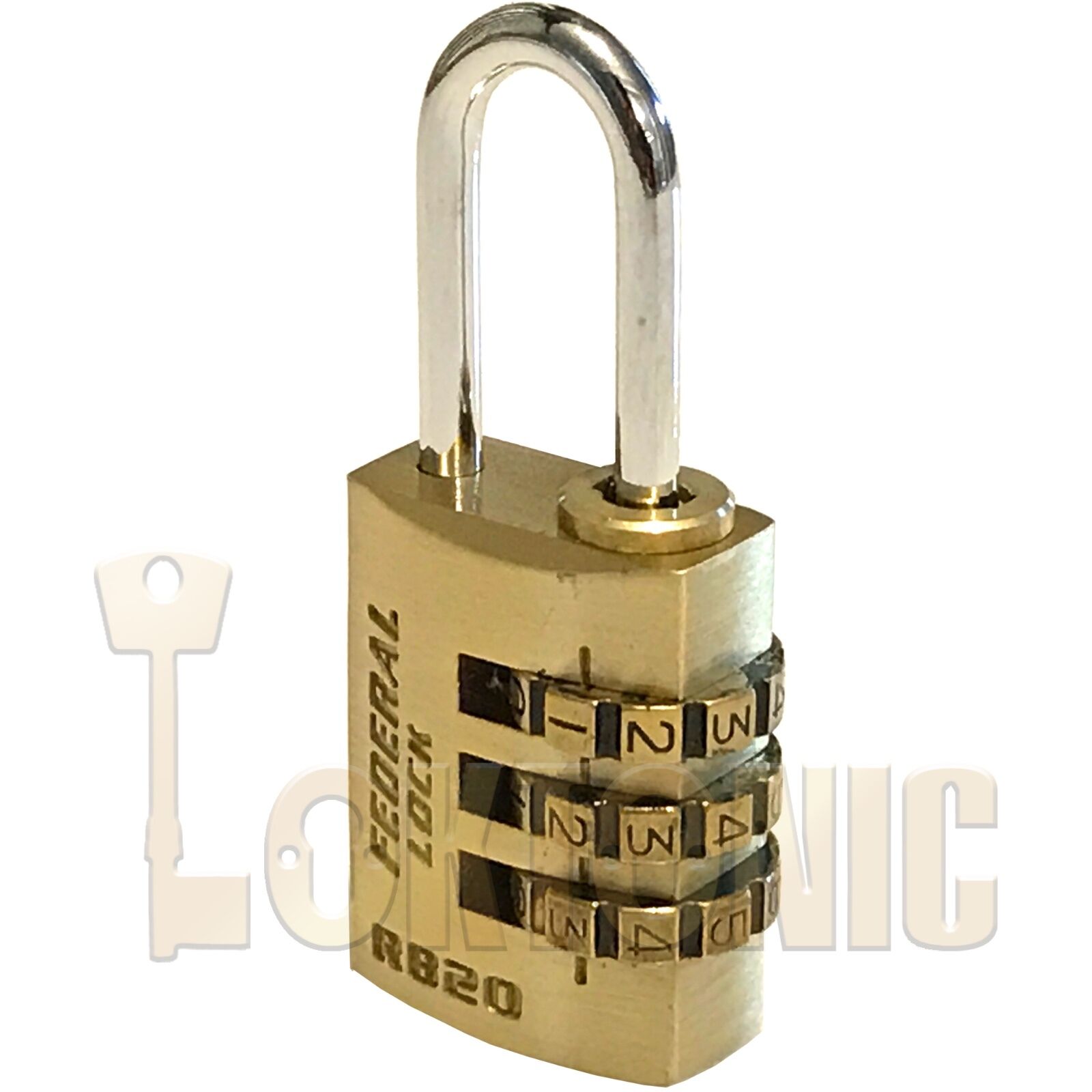 Federal RB20 Resettable Solid Brass combination padlock luggage toolbox cupboard - Image 3