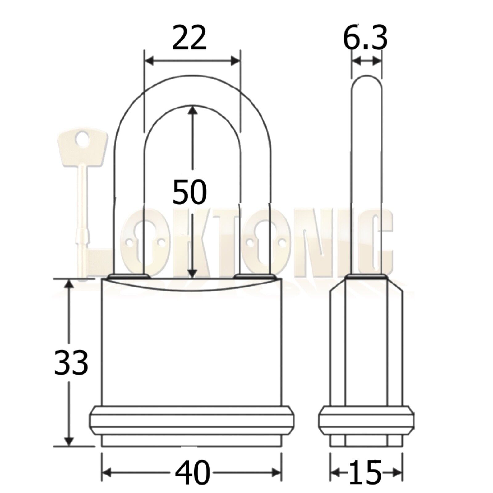 Federal SF42F Solid Brass Long Shackle Padlock Van Gate Shed - Image 3