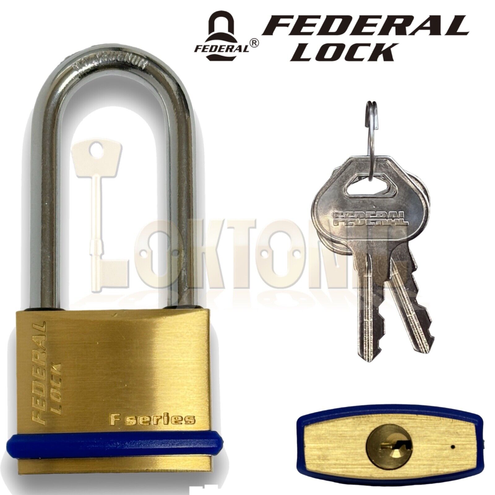 Federal SF42F Solid Brass Long Shackle Padlock Van Gate Shed