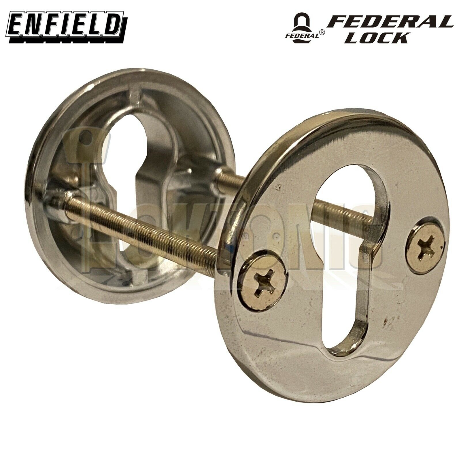 Federal Tough Security Die-Cast Steel Bolt Through Euro Escutcheon Chrome Polish - Image 3