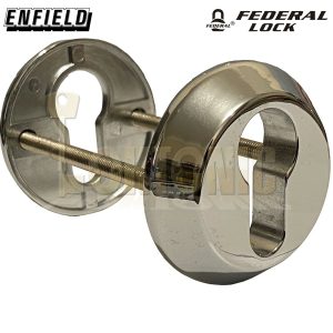 Federal Tough Security Die-Cast Steel Bolt Through Euro Escutcheon Chrome Polish