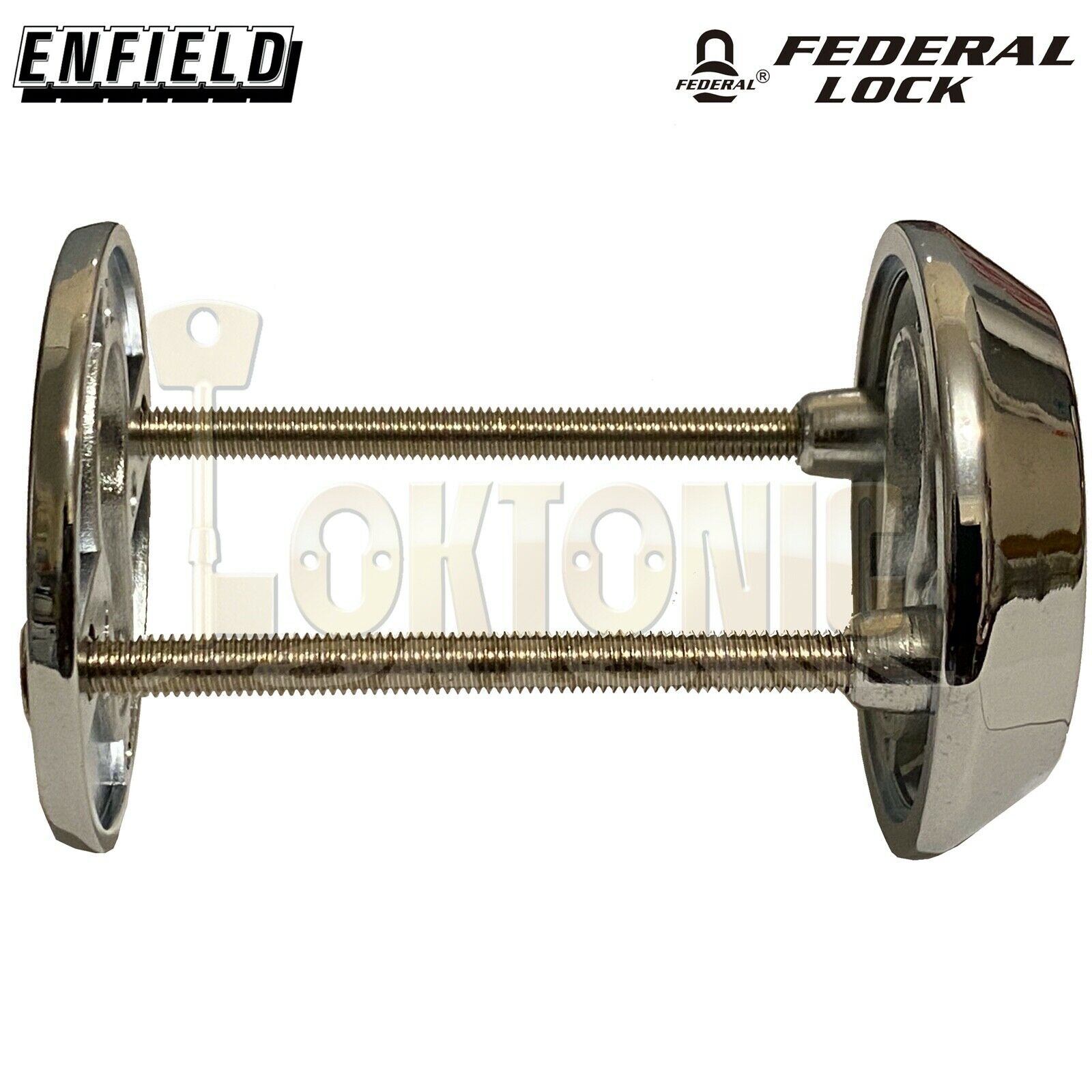 Federal Tough Security Die-Cast Steel Bolt Through Euro Escutcheon Chrome Polish - Image 5