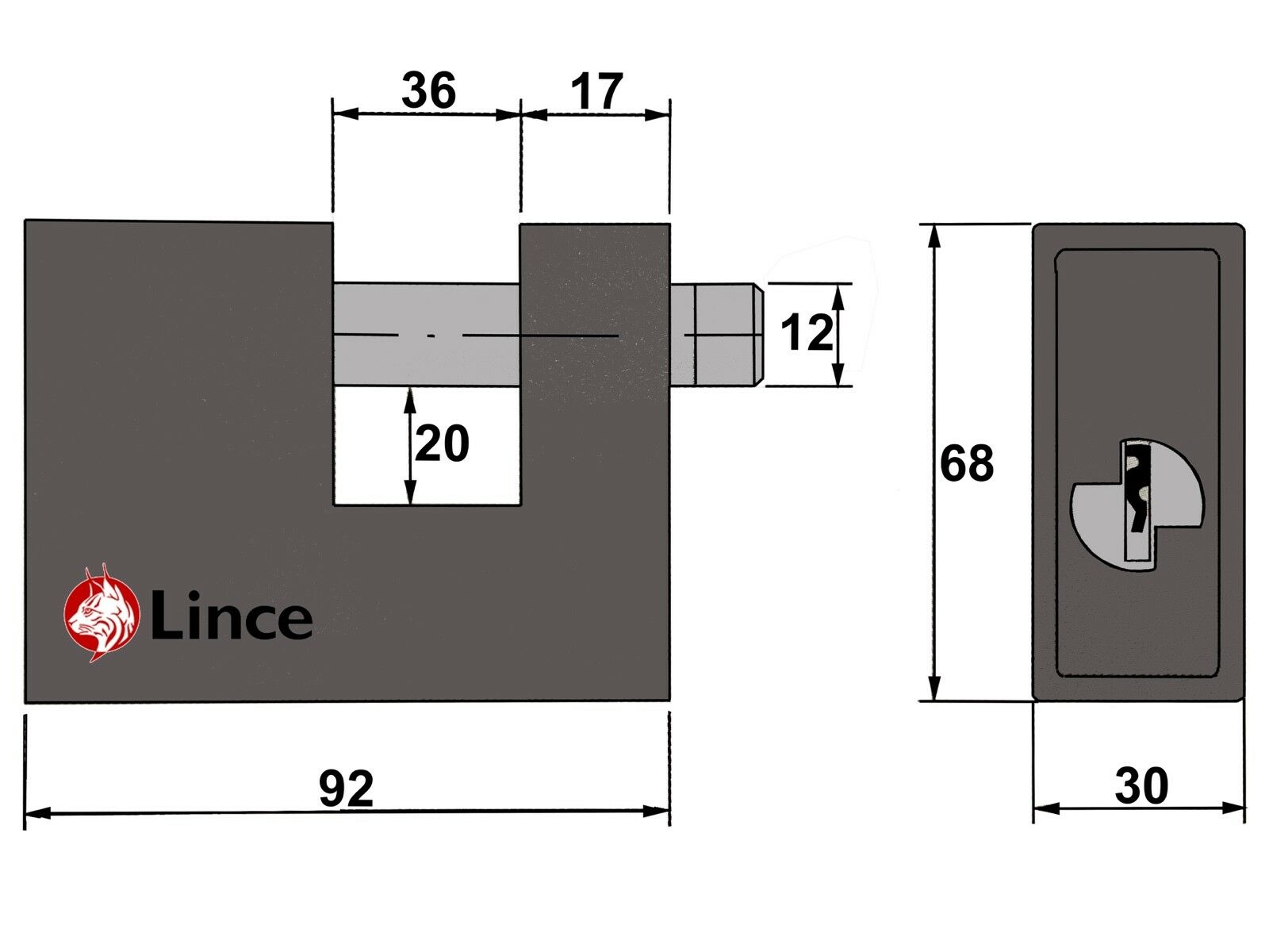 Lince Heavy Duty 90mm Plug Ground Anchor Bolt Lock Roller Shutter Padlock - Image 6