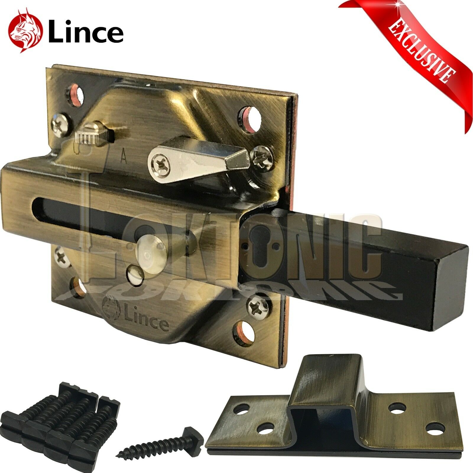 Lince High Security Heavy Duty Garden Side Gate Shed Garage Sliding Bolt Lock