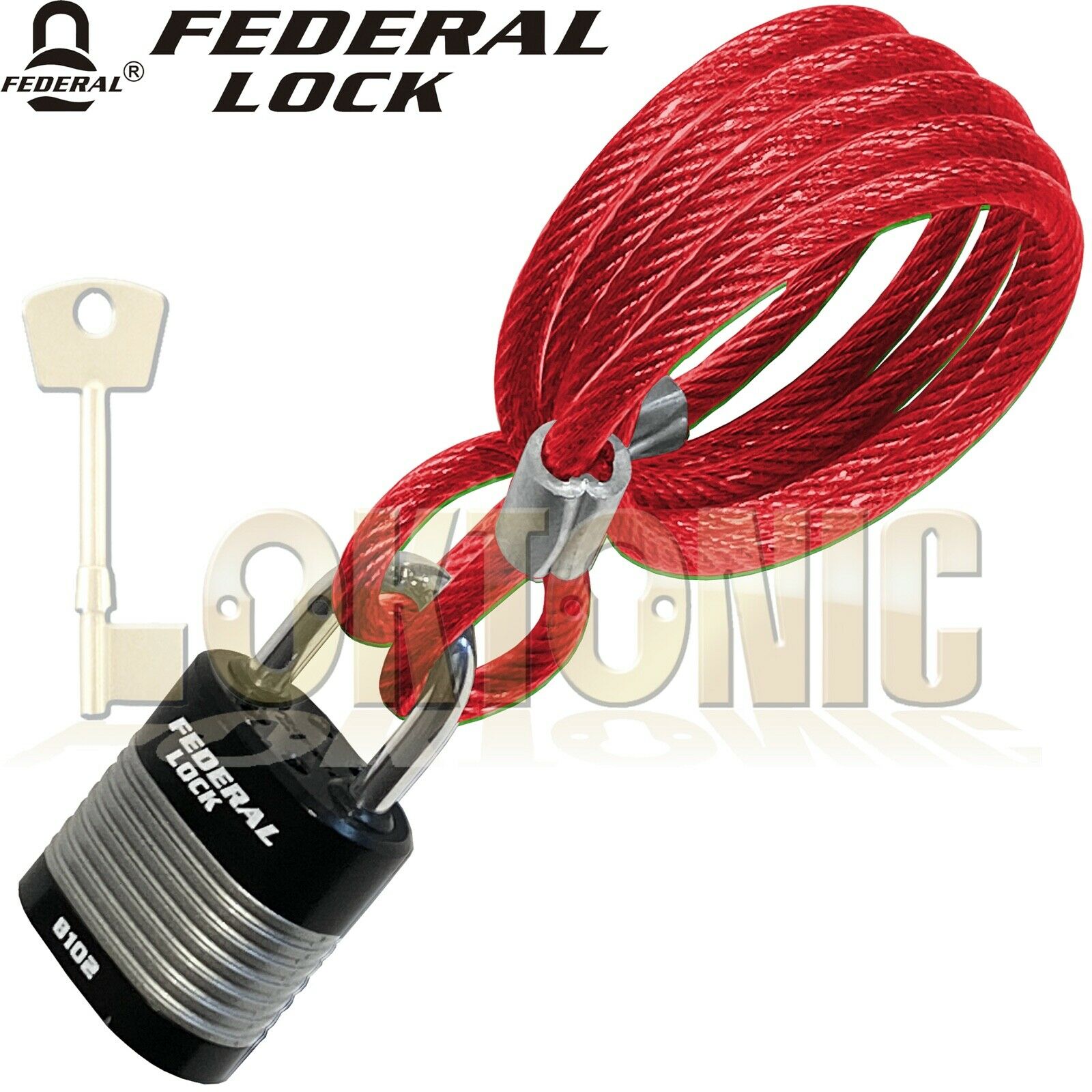 Federal Bike Bicycle Security 6.3mm Spiral Steel Cable Chain And 44mm Padlock - Image 4