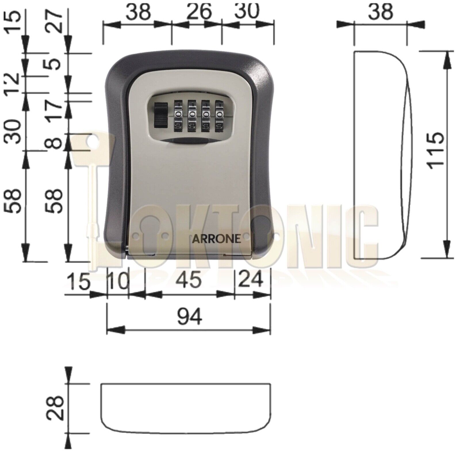 Arrone Outdoor Security Home Wall Mounted 4Digit Combination Key Safe Lock Box - Image 4