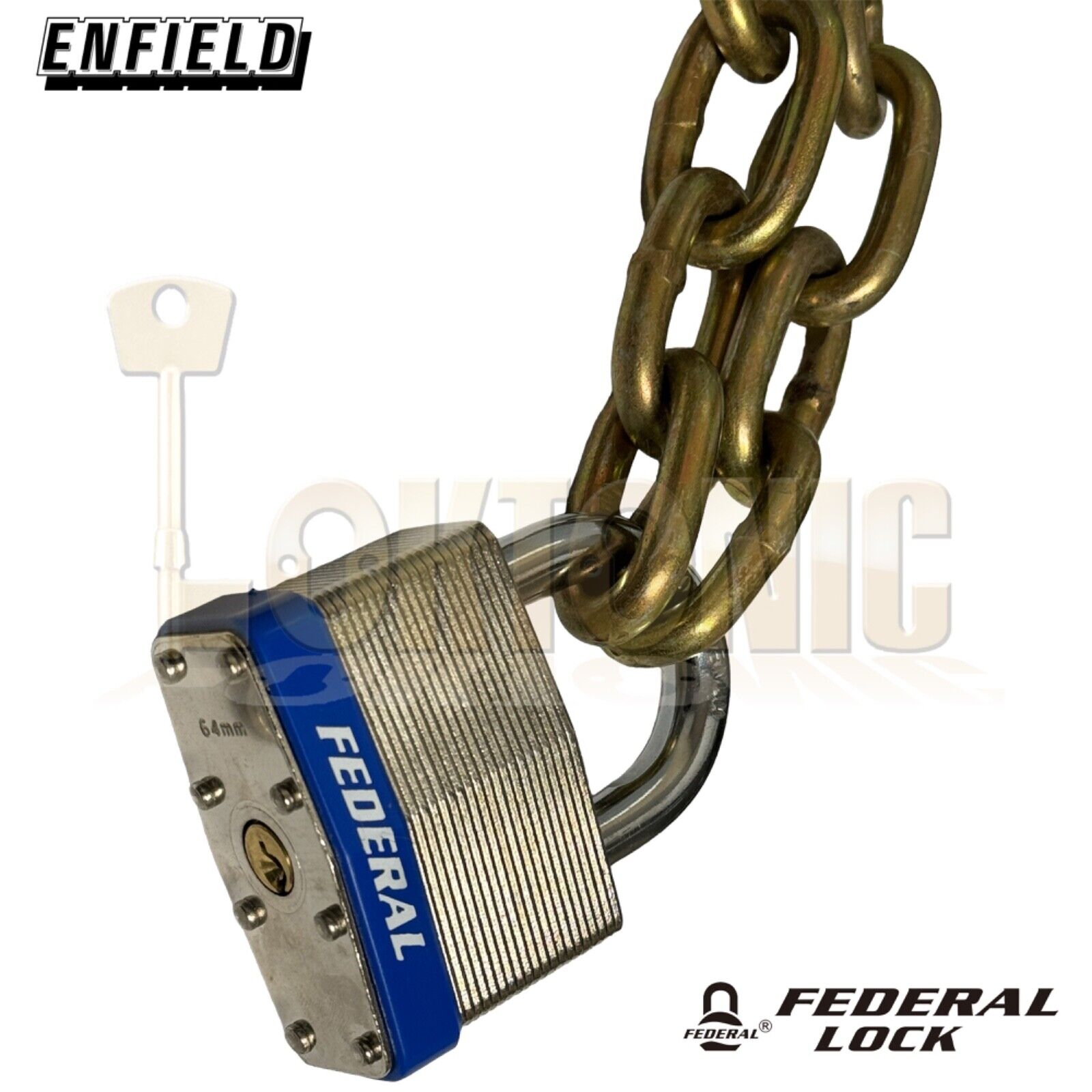 Enfield 8mm Through Hardened Steel Chain 65mm Padlock Bike Bicycle Sheds Gates - Image 5
