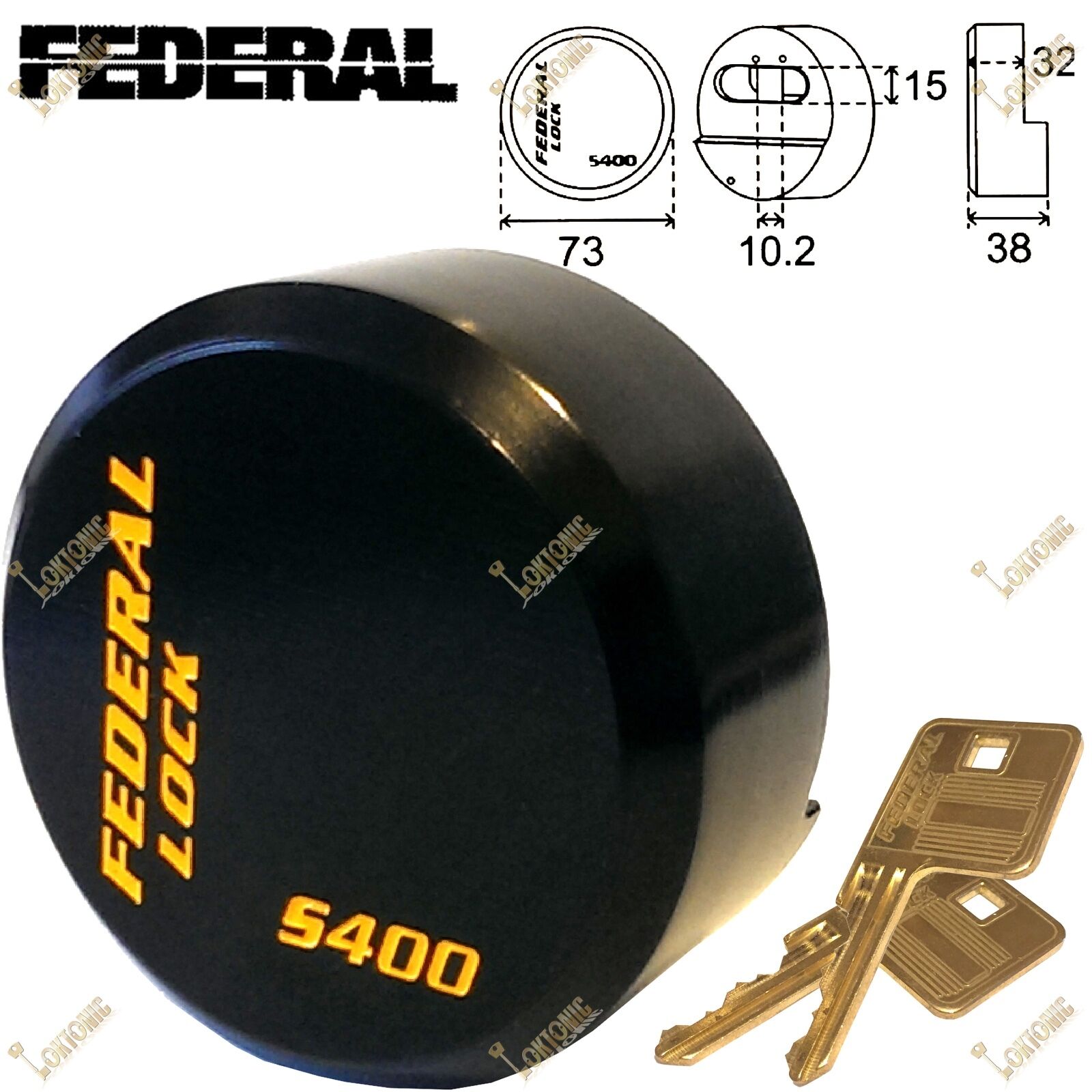 Federal FD400S 73mm Round Puck Van Garage High Security Hardened Steel Padlock - Image 3