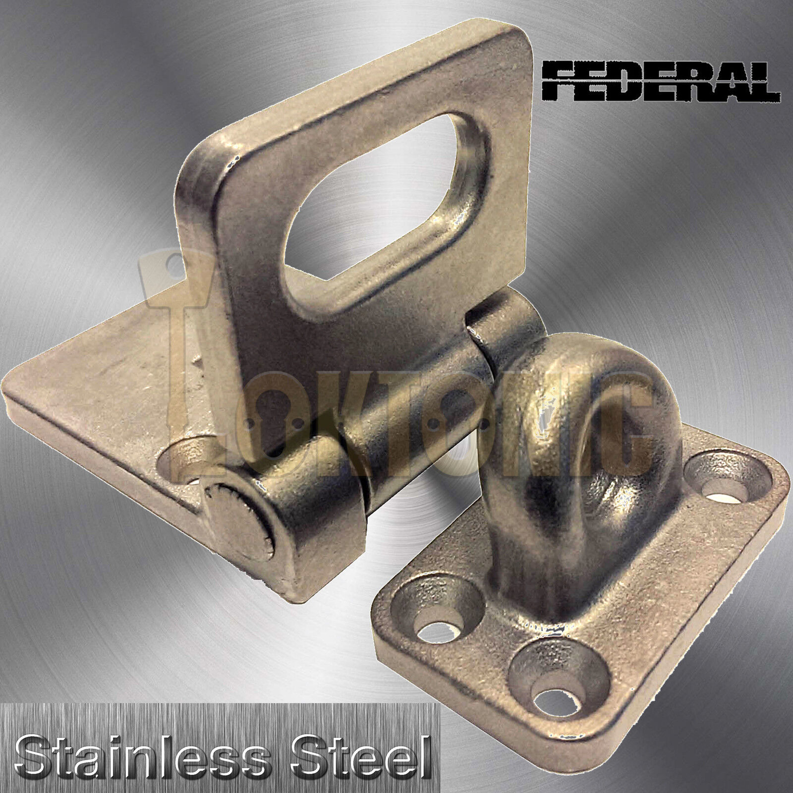 Federal FD702SS Heavy Duty Stainless Steel Van Shed Garage Hasp & Staple - Image 9
