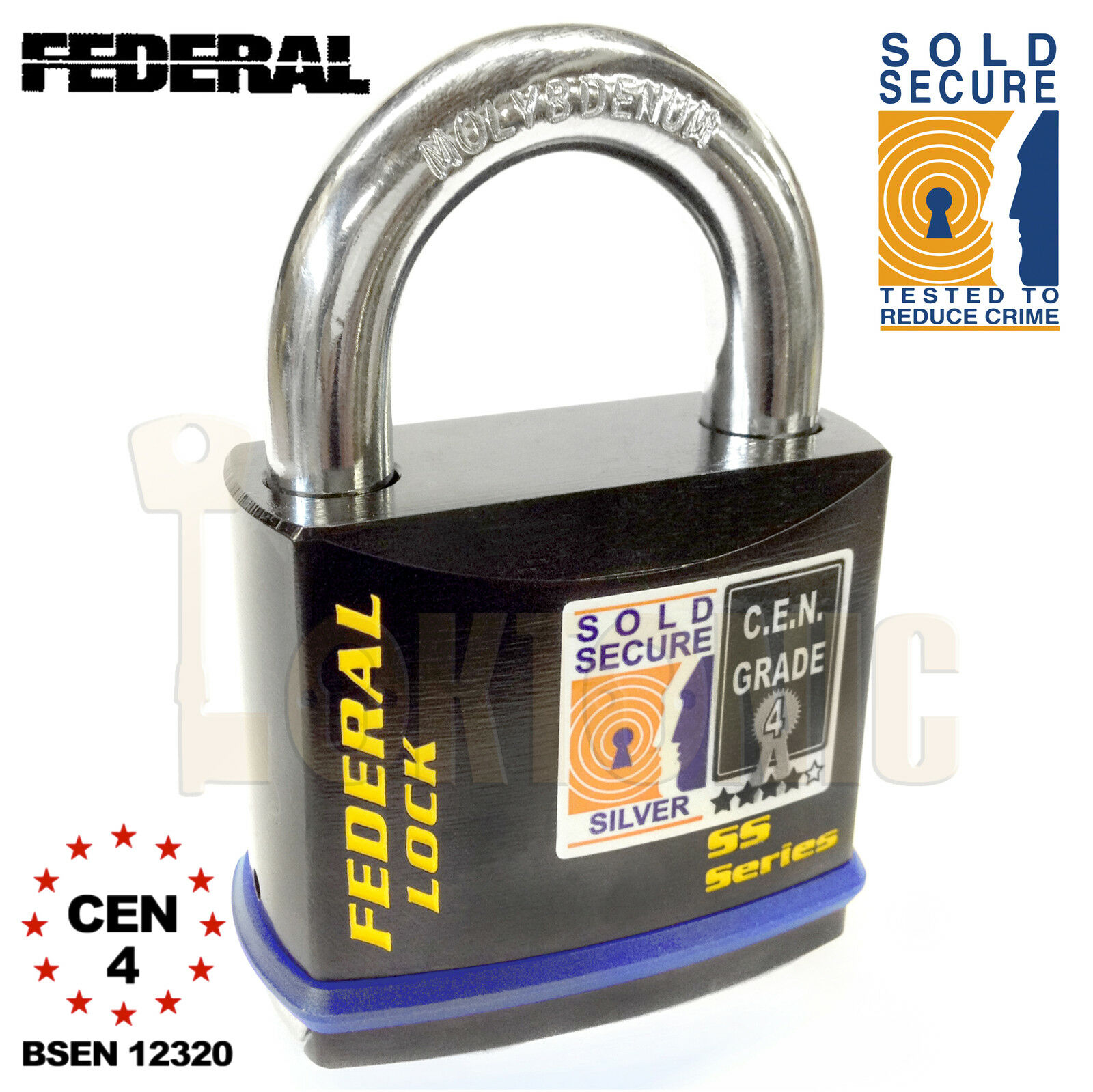 Federal FD730 Sold Secure Silver CEN 4 Super Heavy Duty Solid Steel Padlocks - Image 4
