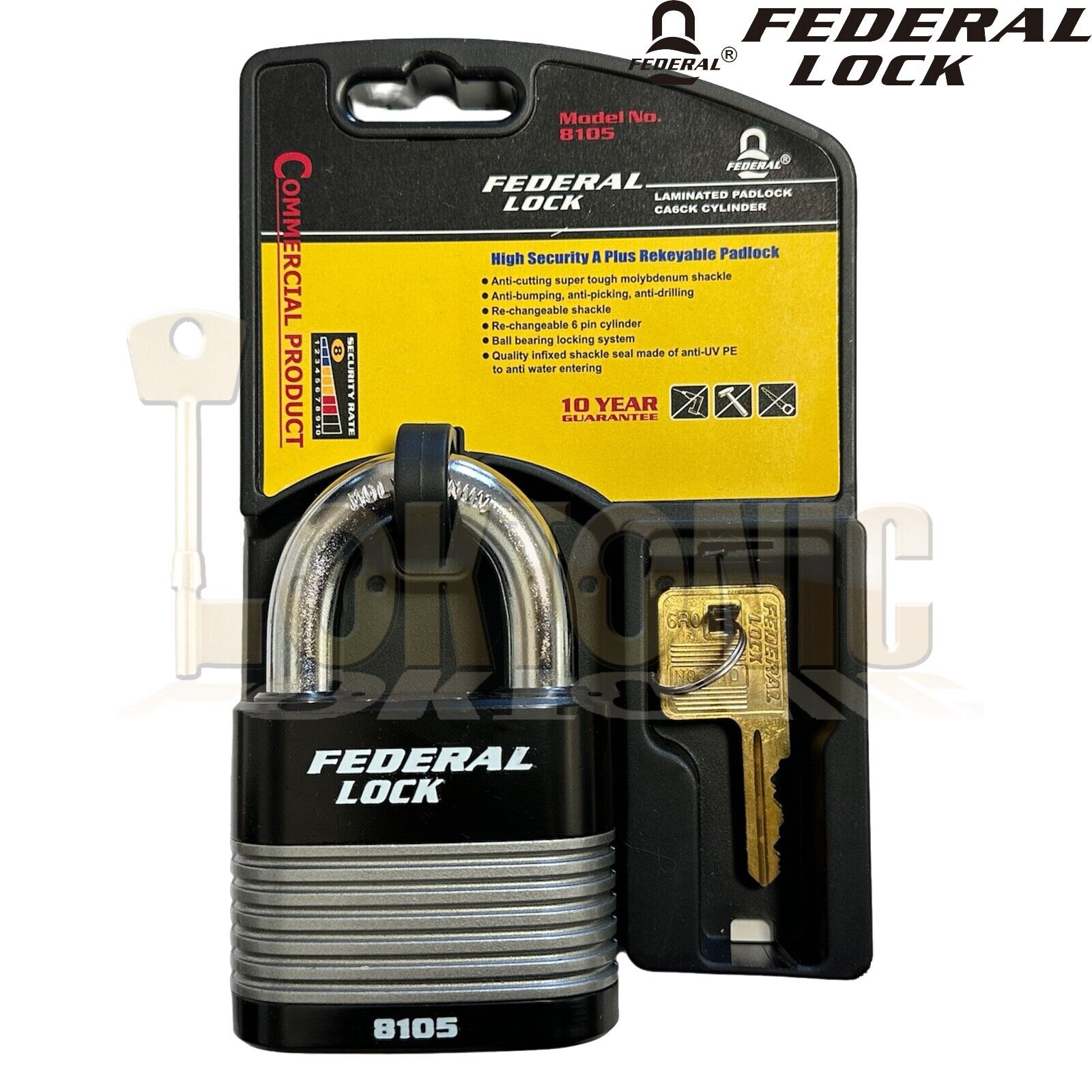 Federal FD8105 High Security 14mm Ø Shackle Steel Padlock Gates Shed Garage Vans - Image 5