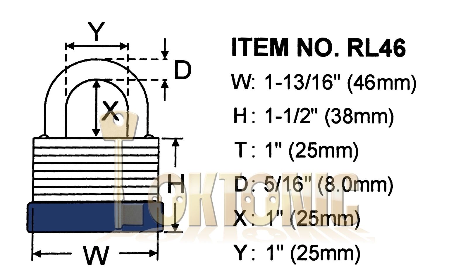 Federal RL46mm Resettable Steel Laminated Combination Padlock Toolbox Cupboard - Image 6