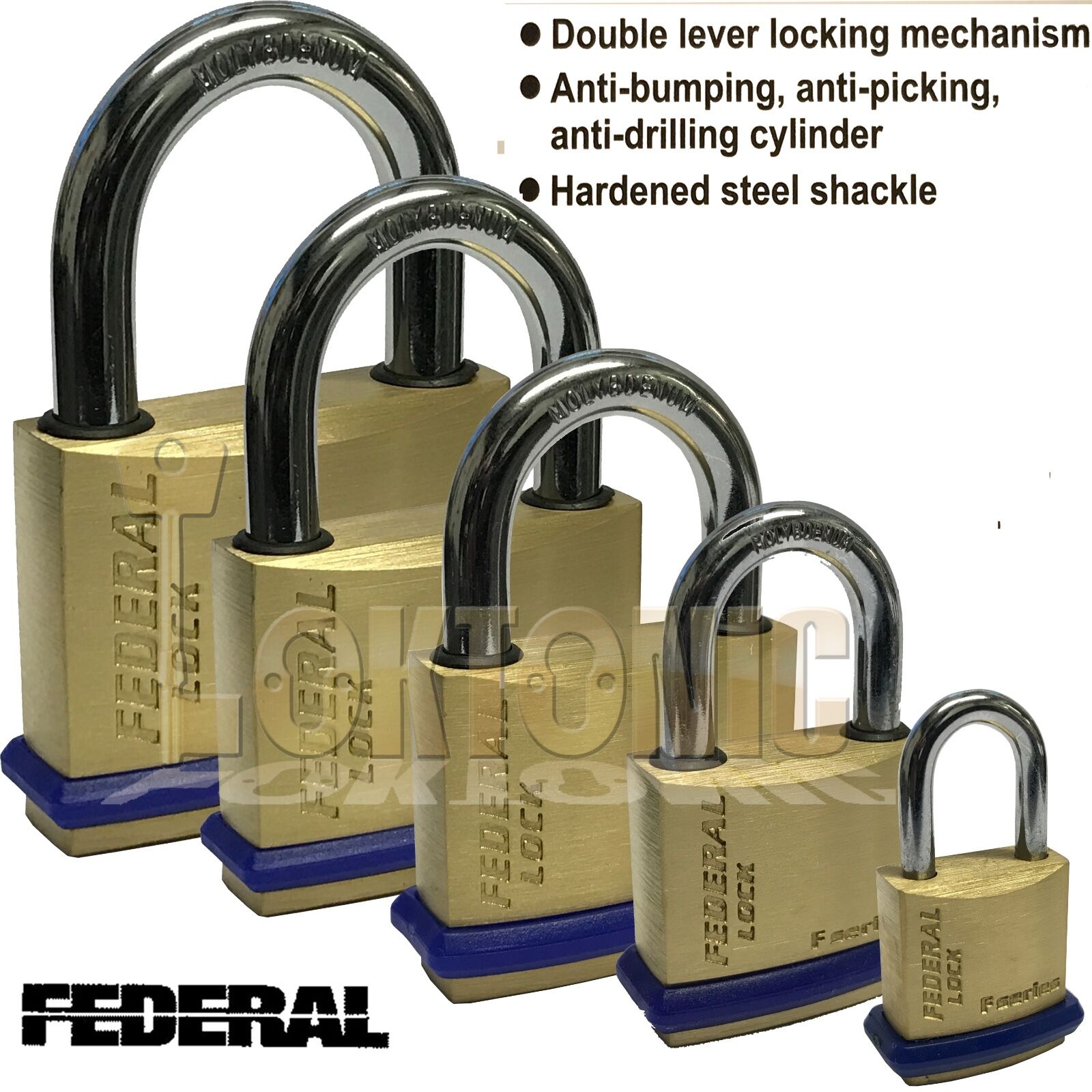 Federal Solid Security Brass Padlock Garage Shed Van Gate Locker Lock Suitcase