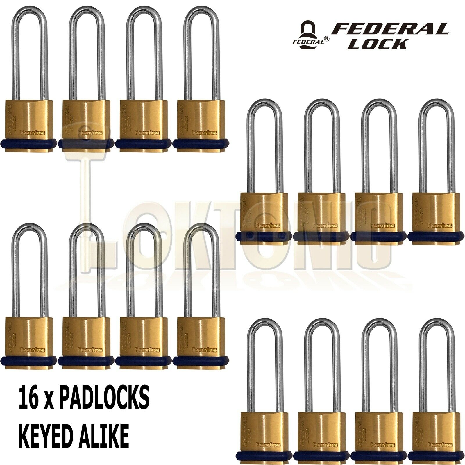Federal 22F KA206 Brass Long Shackle Padlock Shed Gate Locker Suitcase Travel - Image 7