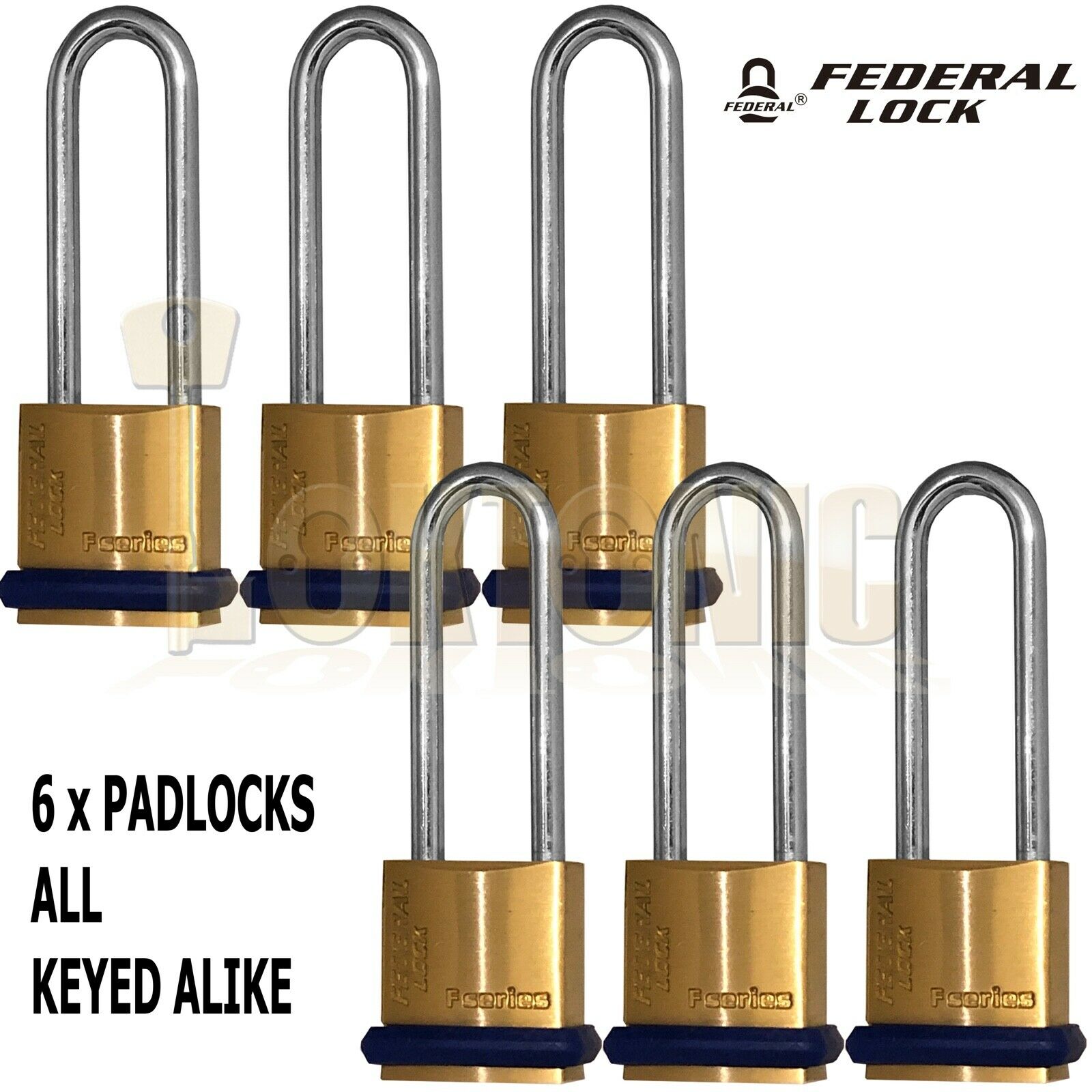 Federal 22F KA206 Brass Long Shackle Padlock Shed Gate Locker Suitcase Travel - Image 5