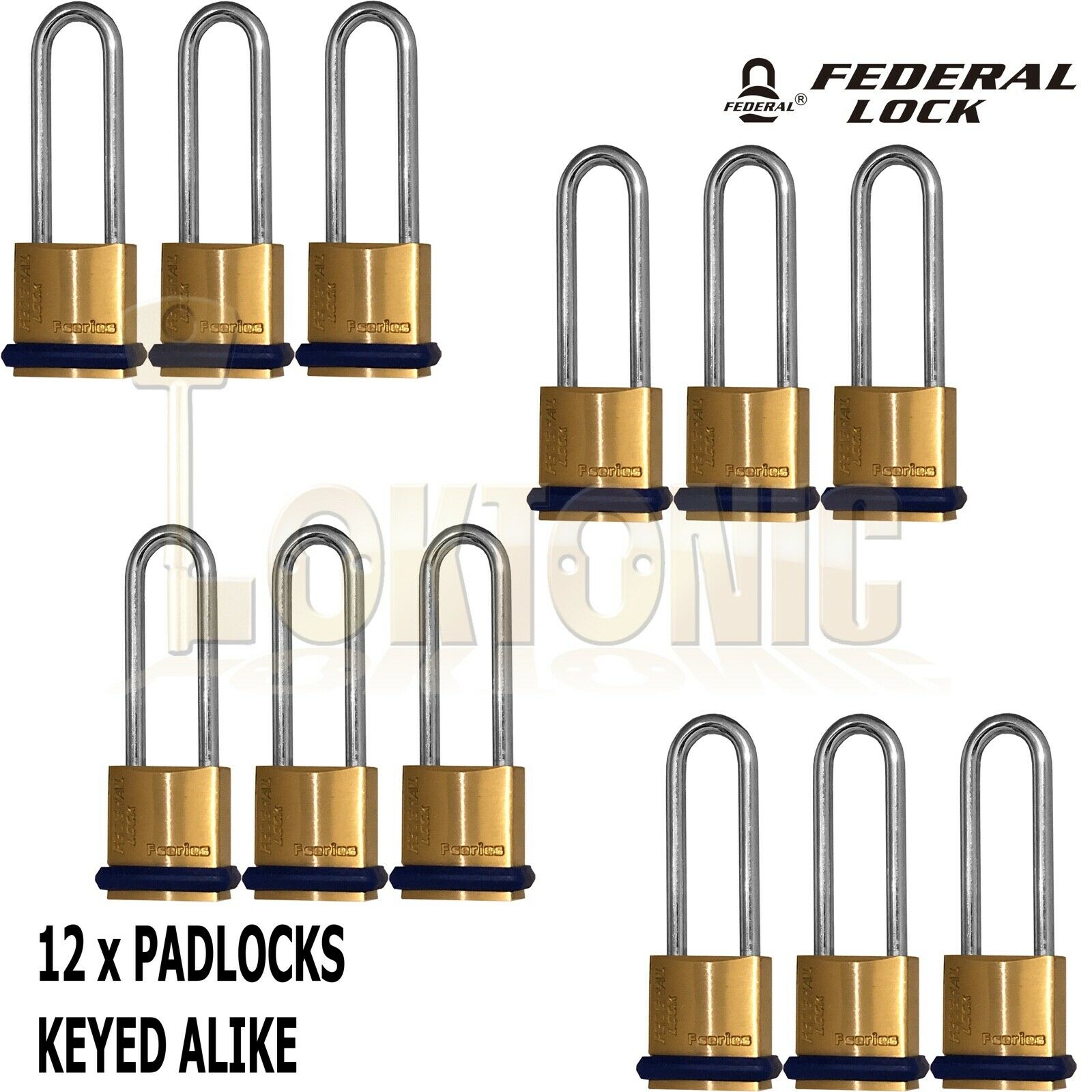 Federal 22F KA206 Brass Long Shackle Padlock Shed Gate Locker Suitcase Travel - Image 6