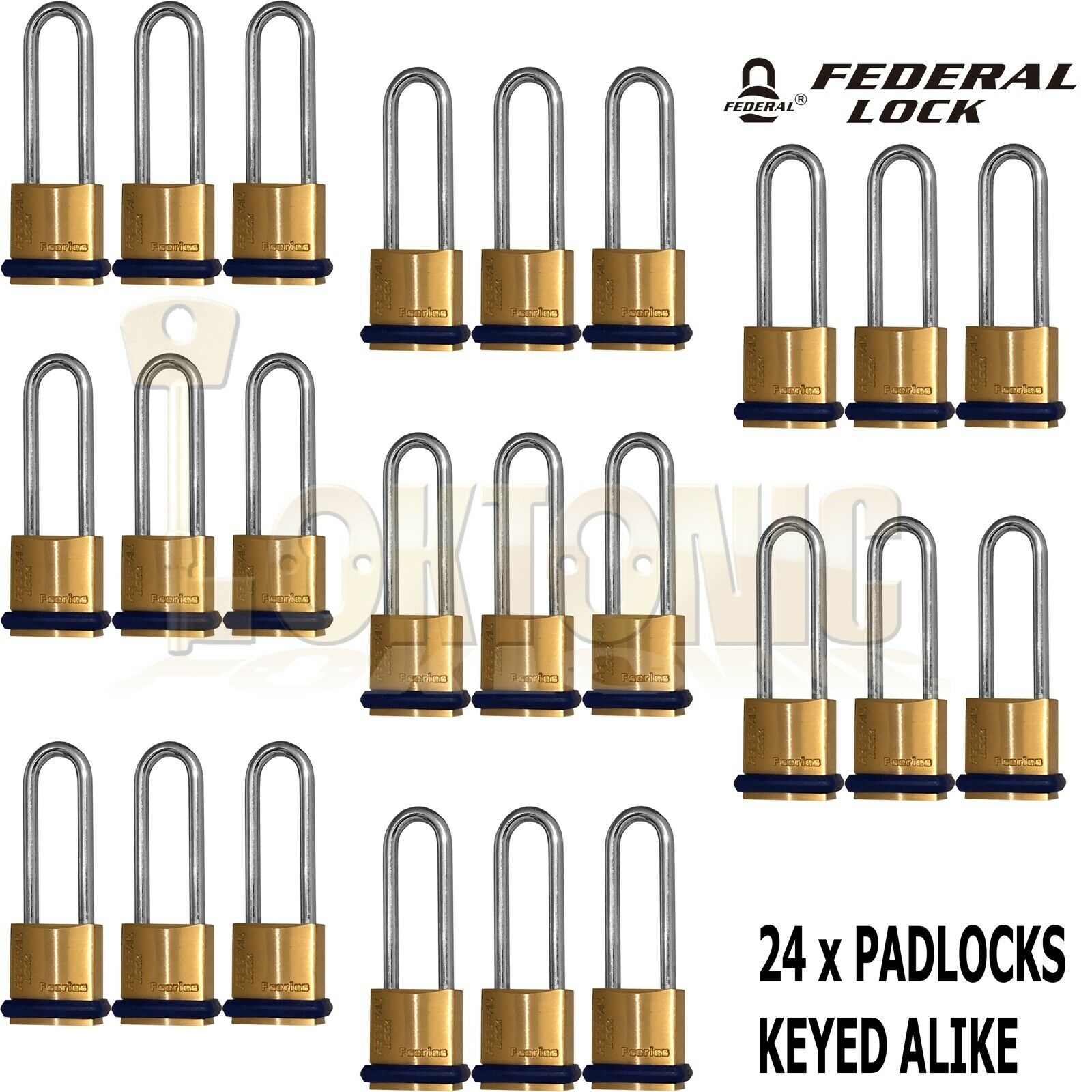Federal 22F KA206 Brass Long Shackle Padlock Shed Gate Locker Suitcase Travel - Image 8