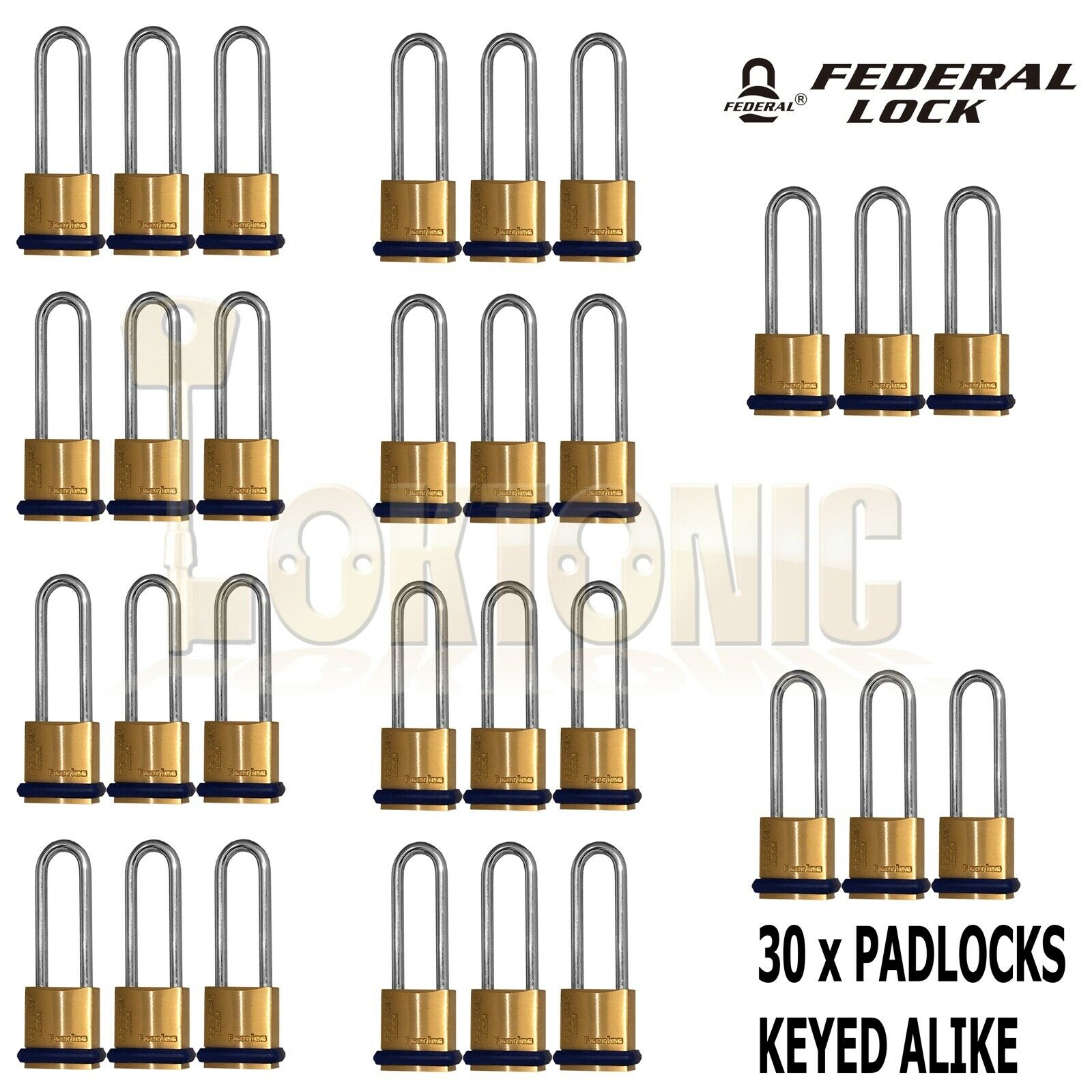 Federal 22F KA206 Brass Long Shackle Padlock Shed Gate Locker Suitcase Travel - Image 9