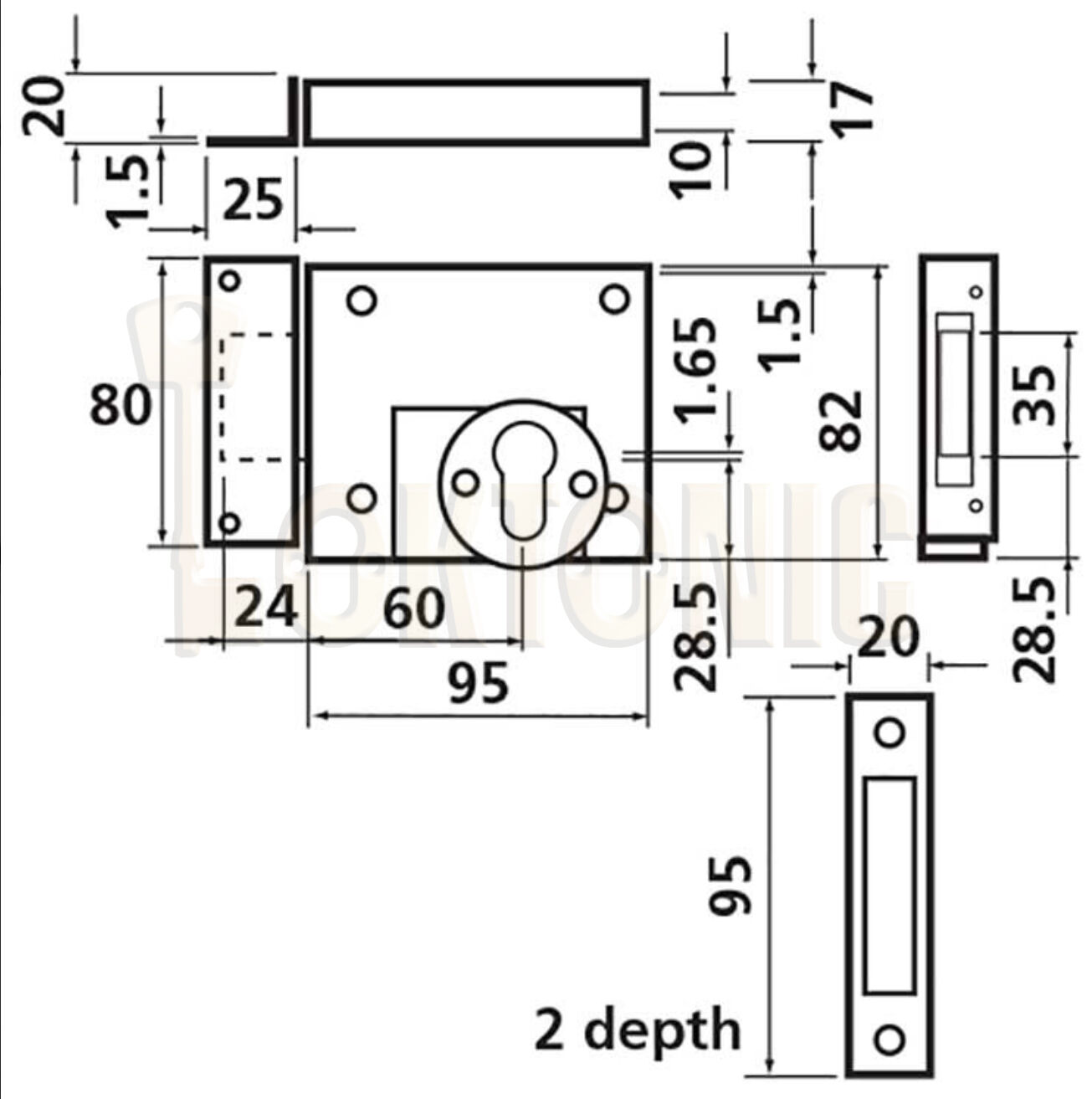AMF 49Z Rim Euro Double Throw Zinc Plated Dead Lock Gate Shed Van Garage - Image 4