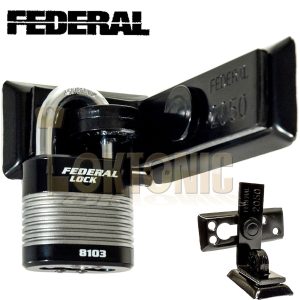 FEDERAL HIGH SECURITY VAN SHED GATE HASP STAPLE AND PADLOCK COMBO FD2050 FD8103