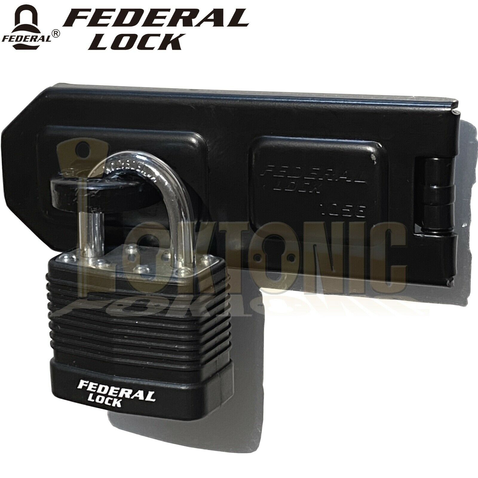 Federal Medium Security Weather Protected Padlock + Hasp Combo Shed Gate Garage - Image 3