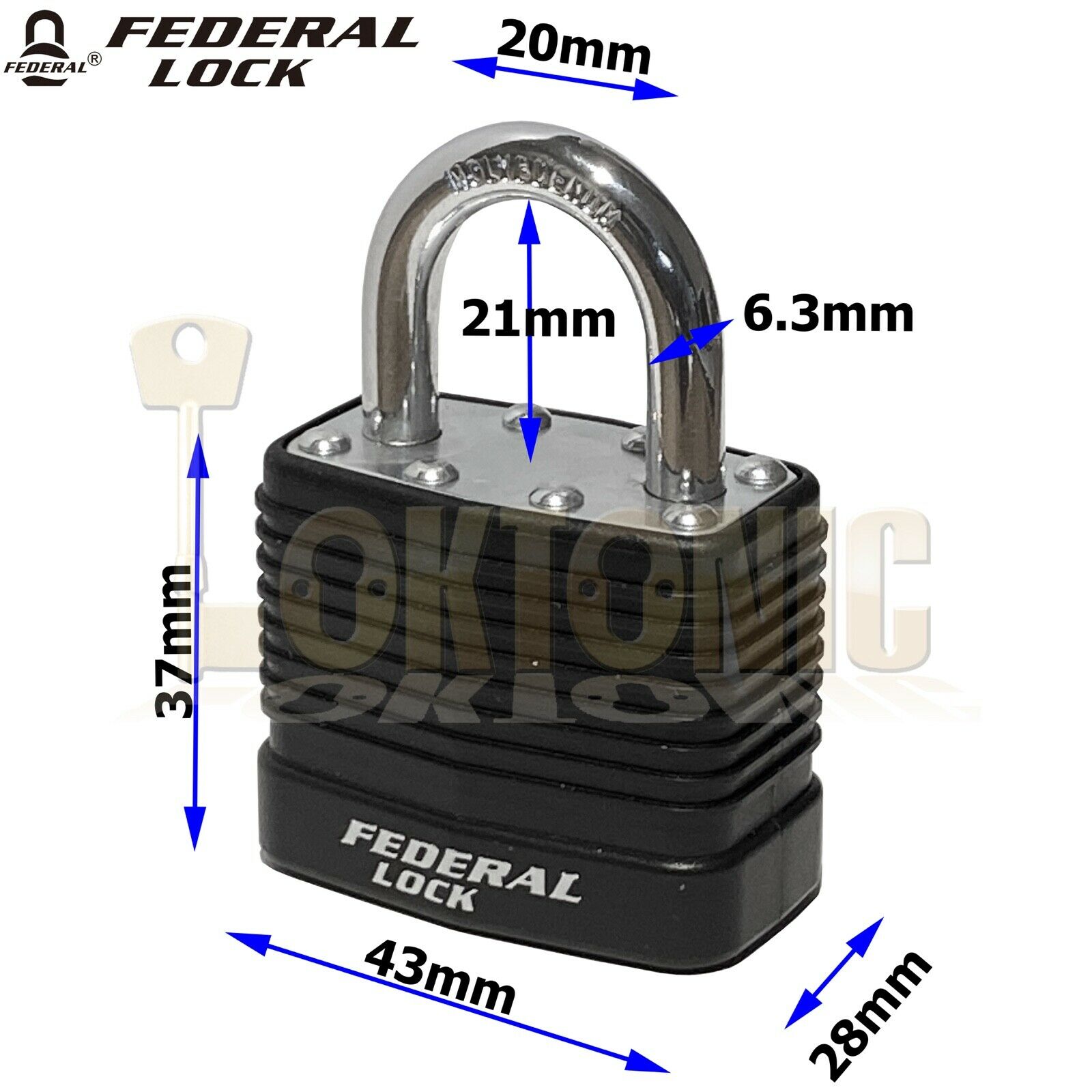 Federal Medium Security Weather Protected Padlock + Hasp Combo Shed Gate Garage - Image 6
