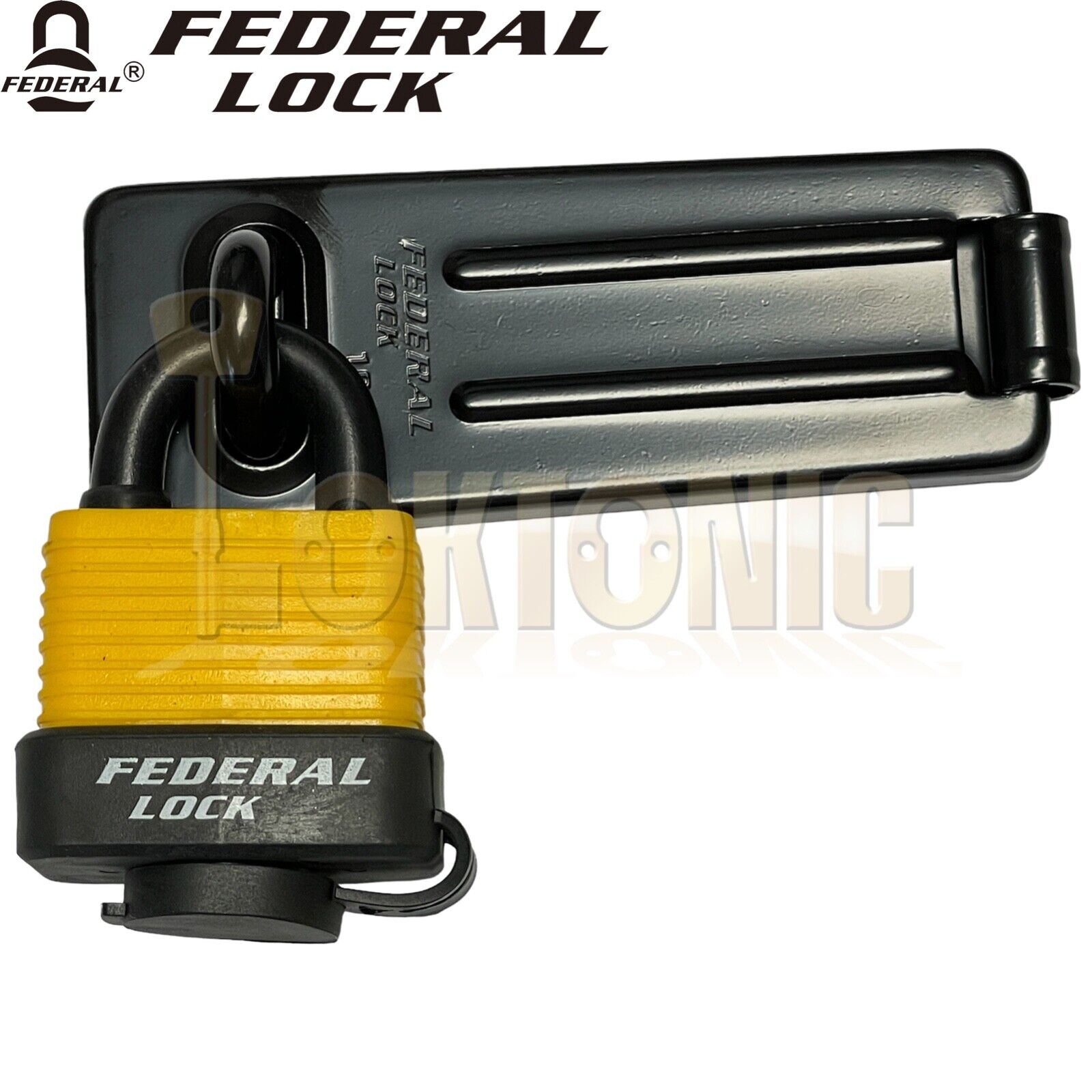 Federal Security Shed Gate Steel Hasp & Staple Padlock Set - Image 3