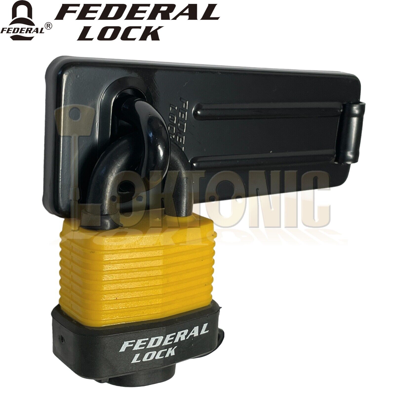Federal Security Shed Gate Steel Hasp & Staple Padlock Set