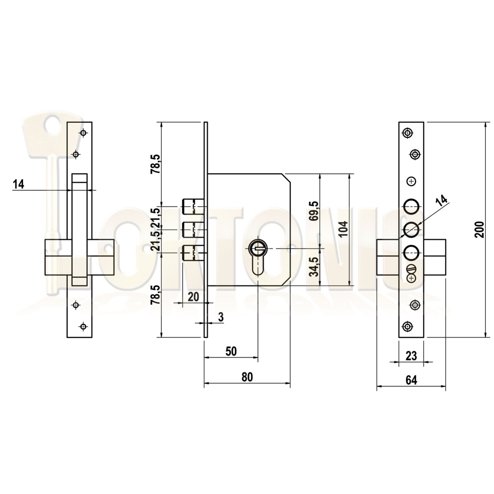 Lince 3 BOLT Mortice High Security Euro Dead Lock Case With 5 Secure Dimple Keys - Image 13