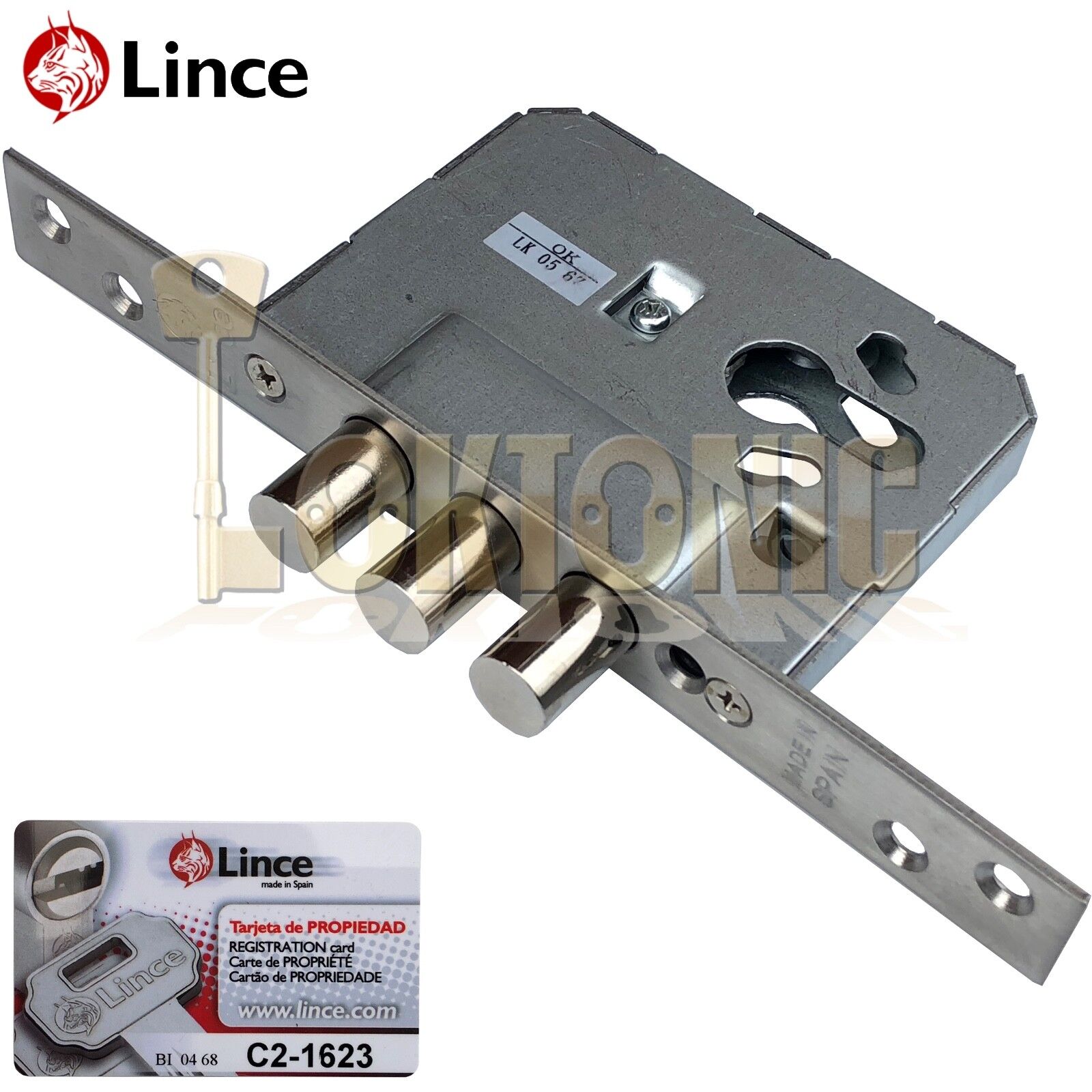 Lince 3 BOLT Mortice High Security Euro Dead Lock Case With 5 Secure Dimple Keys - Image 3